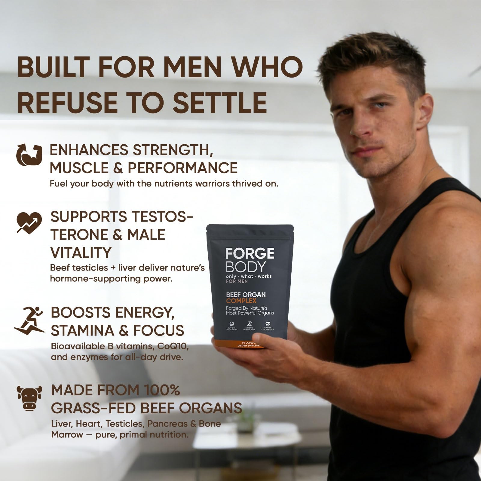 KXVUDE Forgebody Beef Organ Complex Capsules, Grass Fed & Pasture Raised – Tot