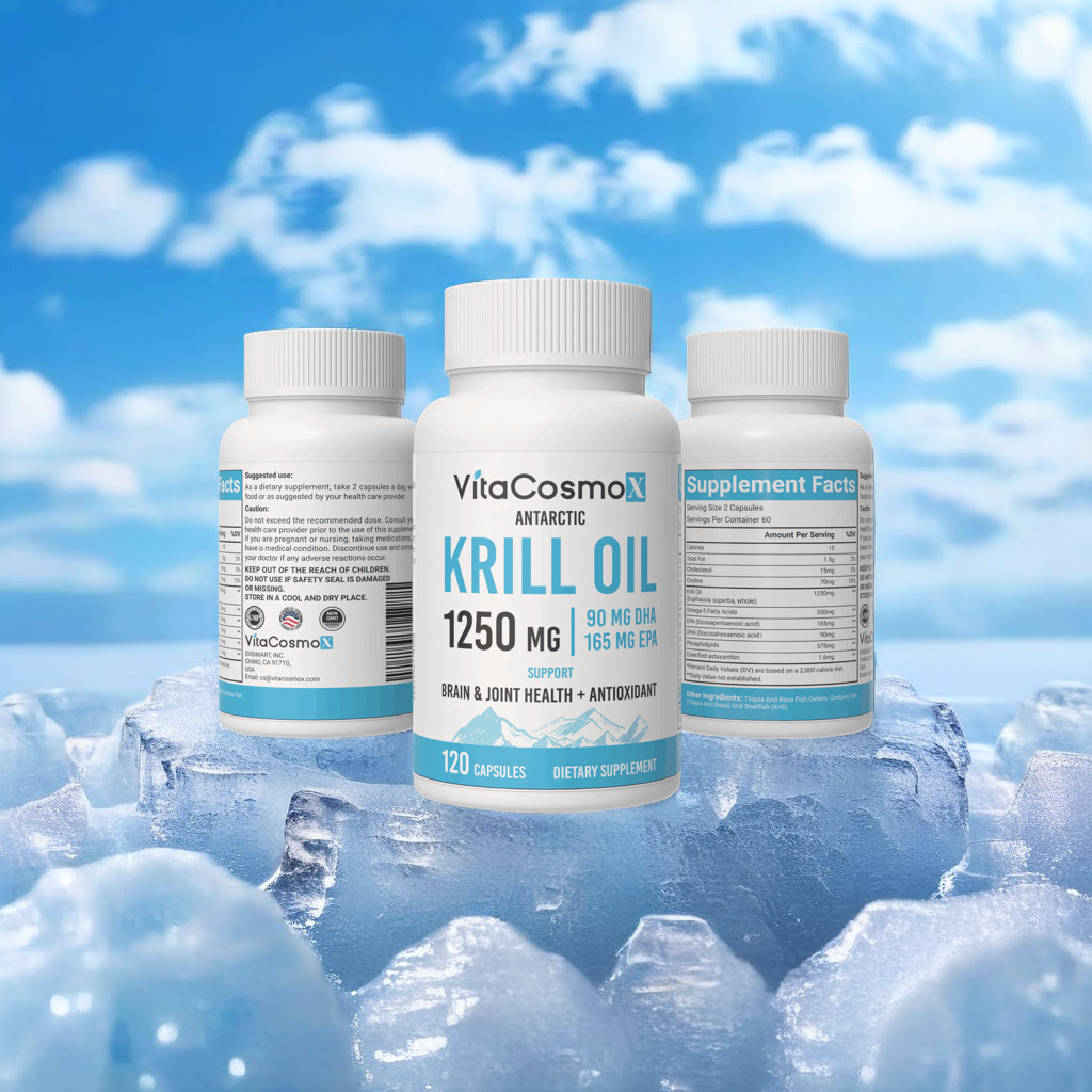 Antarctic Krill Oil 1250mg with Omega-3s EPA, DHA and Astaxanthin