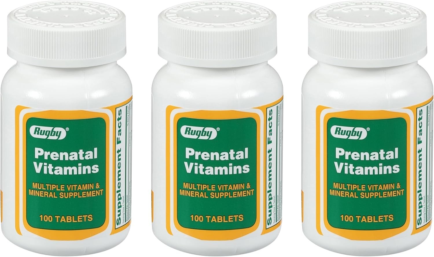 3 X Rugby Prenatal Vitamins Tablets, 100 Ct (Total 300) NEW
