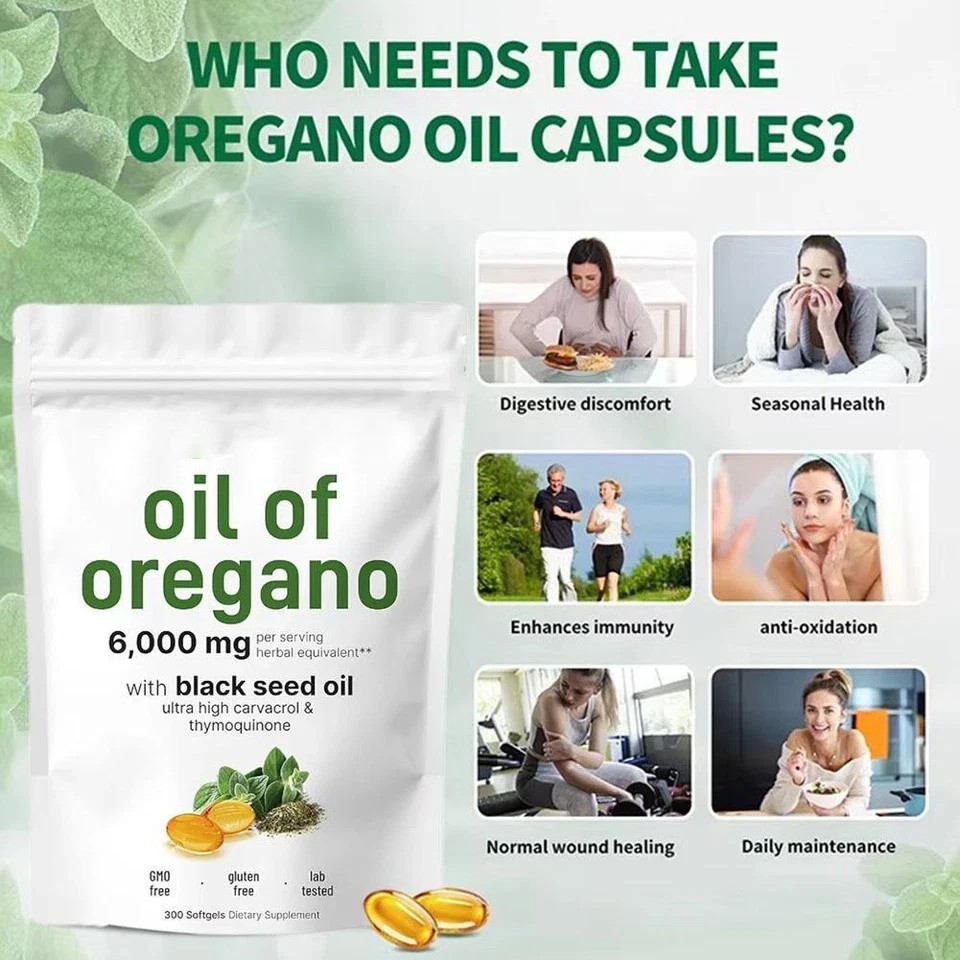 3 Pack Oil of Oregano & Black Seed Softgels Count with Carvacrol,Immune Support