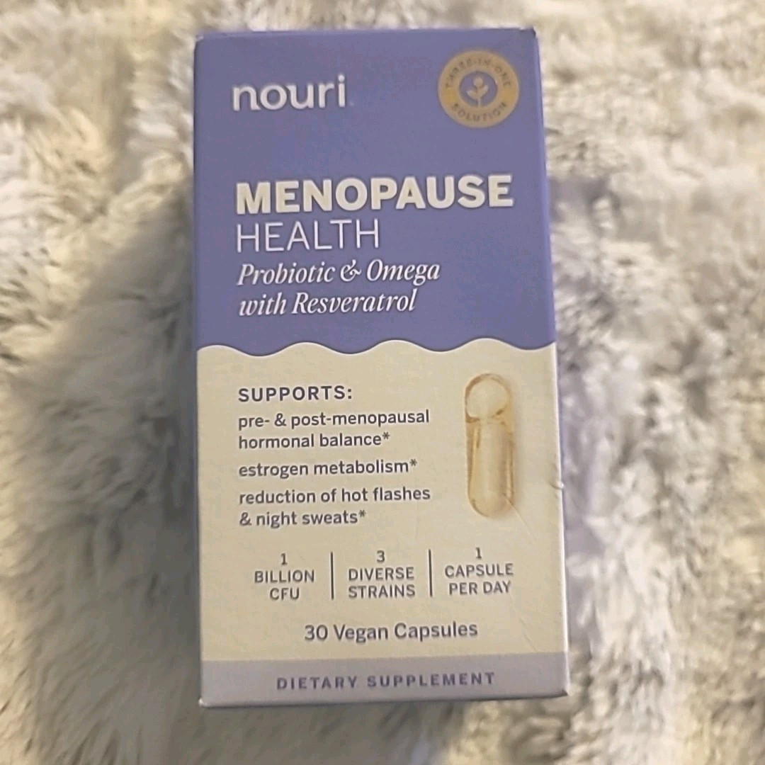 Nouri Menopause Probiotic with Omega and Resveratrol 30ct Exp 08/2025