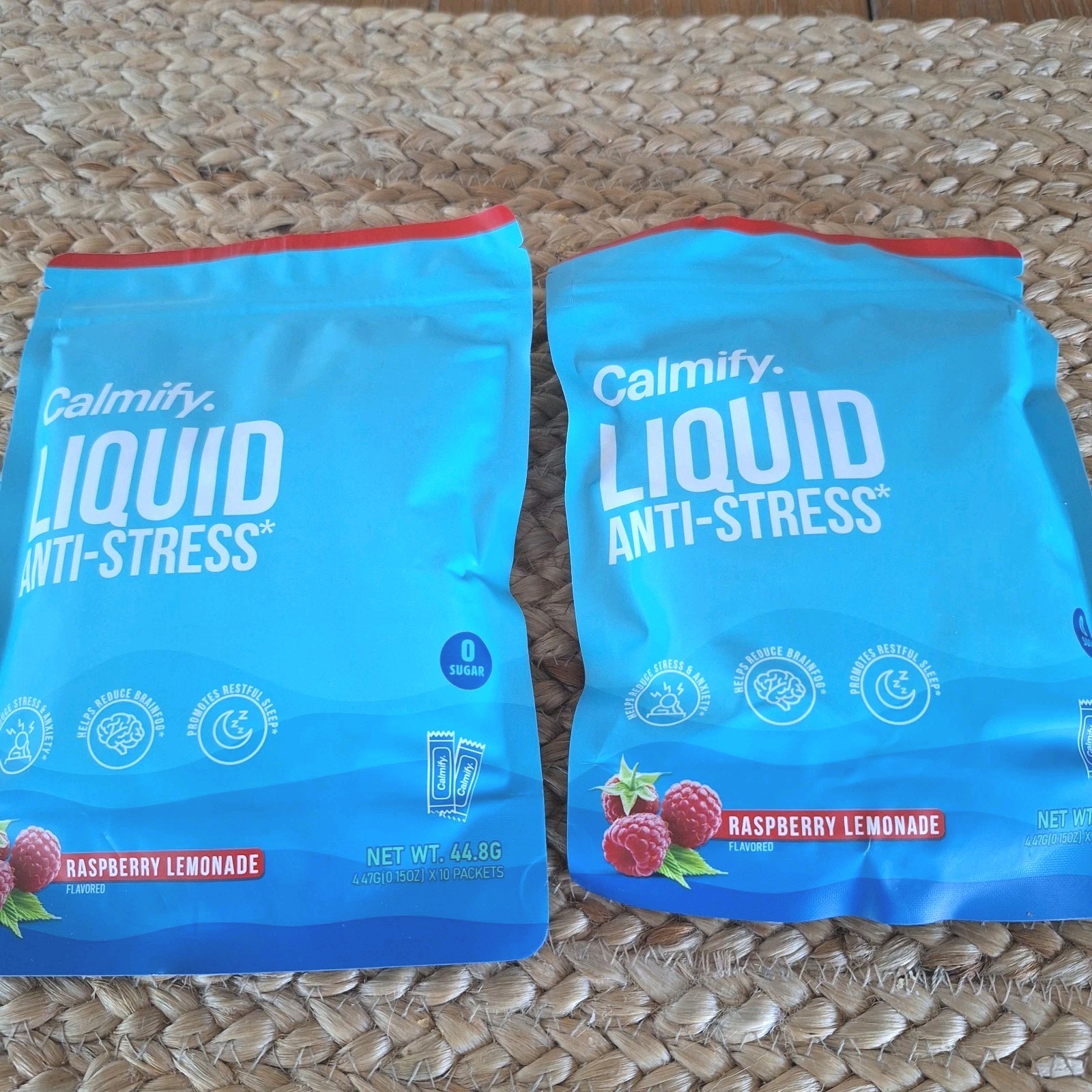 2 Packs Calmify Liquid Anti Stress Drink Packets Raspberry Lemonade 1/2028 NEW