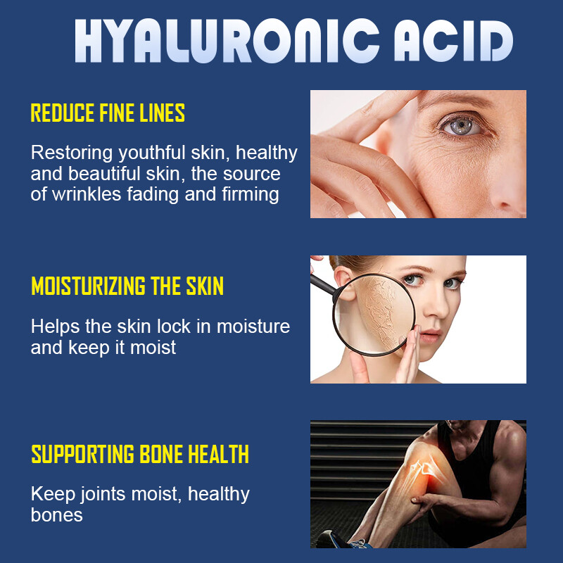 Hyaluronic Acid 850mg Anti Aging Hydrating Wrinkles Fine Lines w/ Vitamin C & E