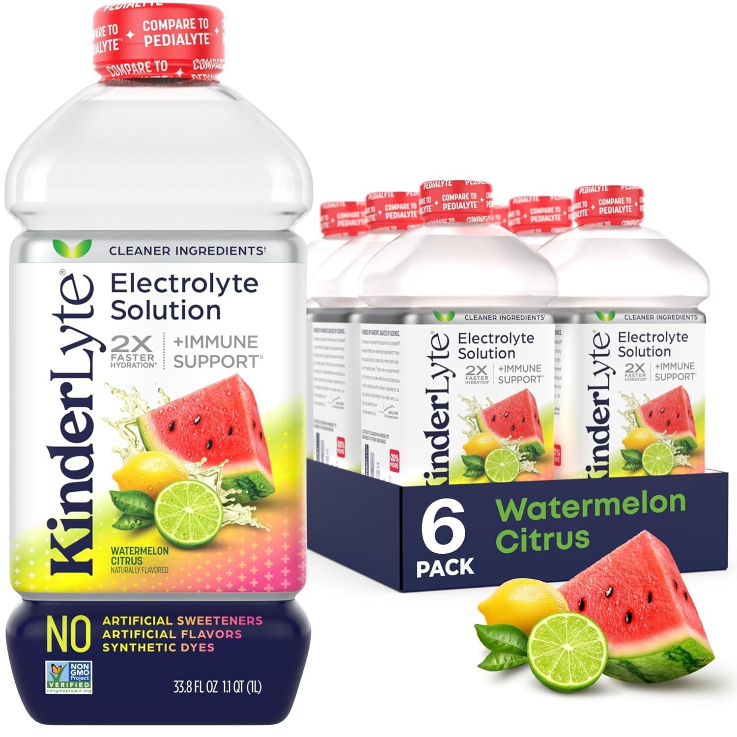 KINDERLYTE Electrolyte Solution Watermelon 33.8 fl oz (Pack of 6)