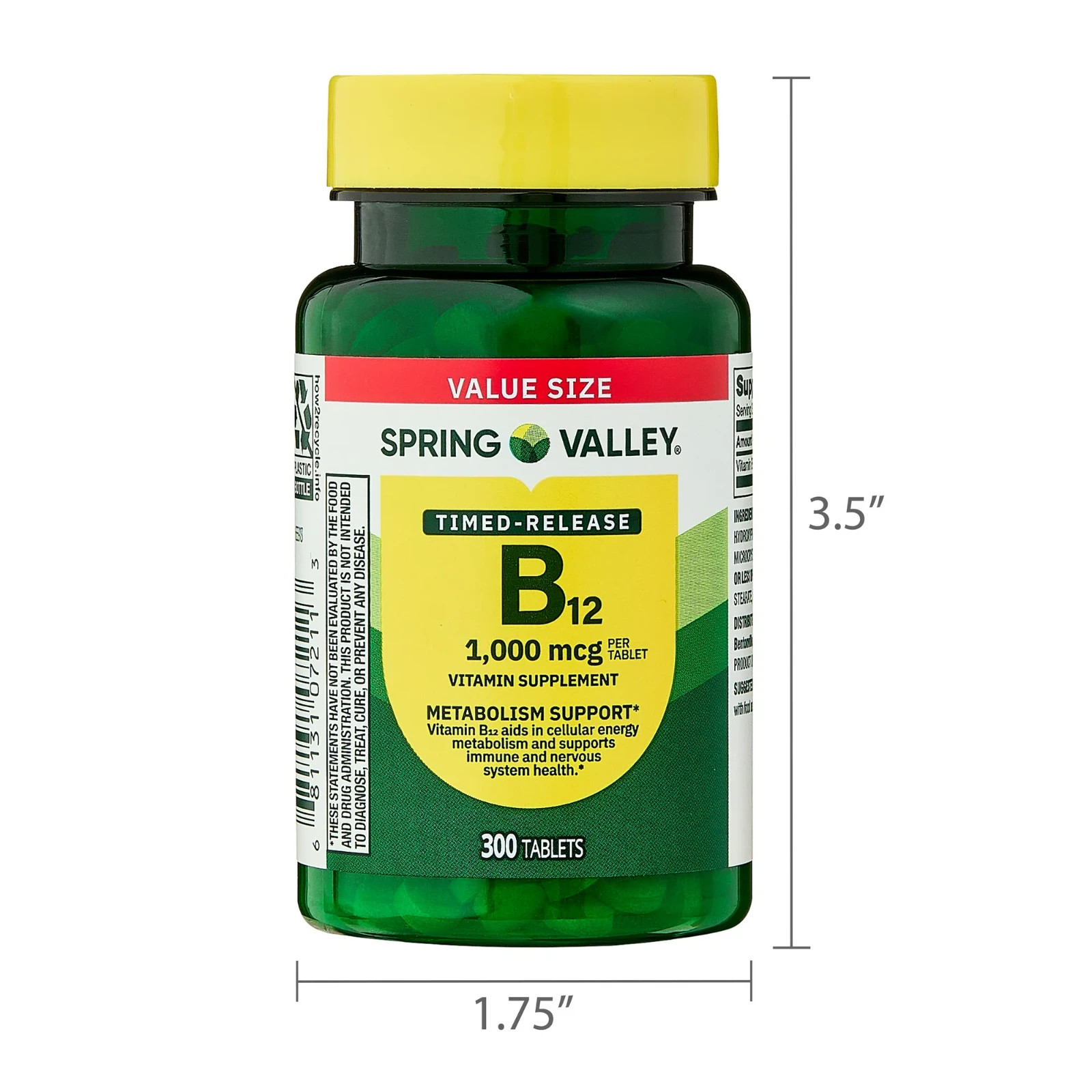 Spring Valley Vitamin B12 1000 Mcg Timed Release Tablets, 300 Count ( 1 PACK )