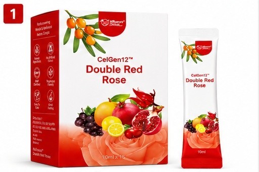 CelGen12 Double Red Rose Immune Support Liquid Supplement 15 Sachets