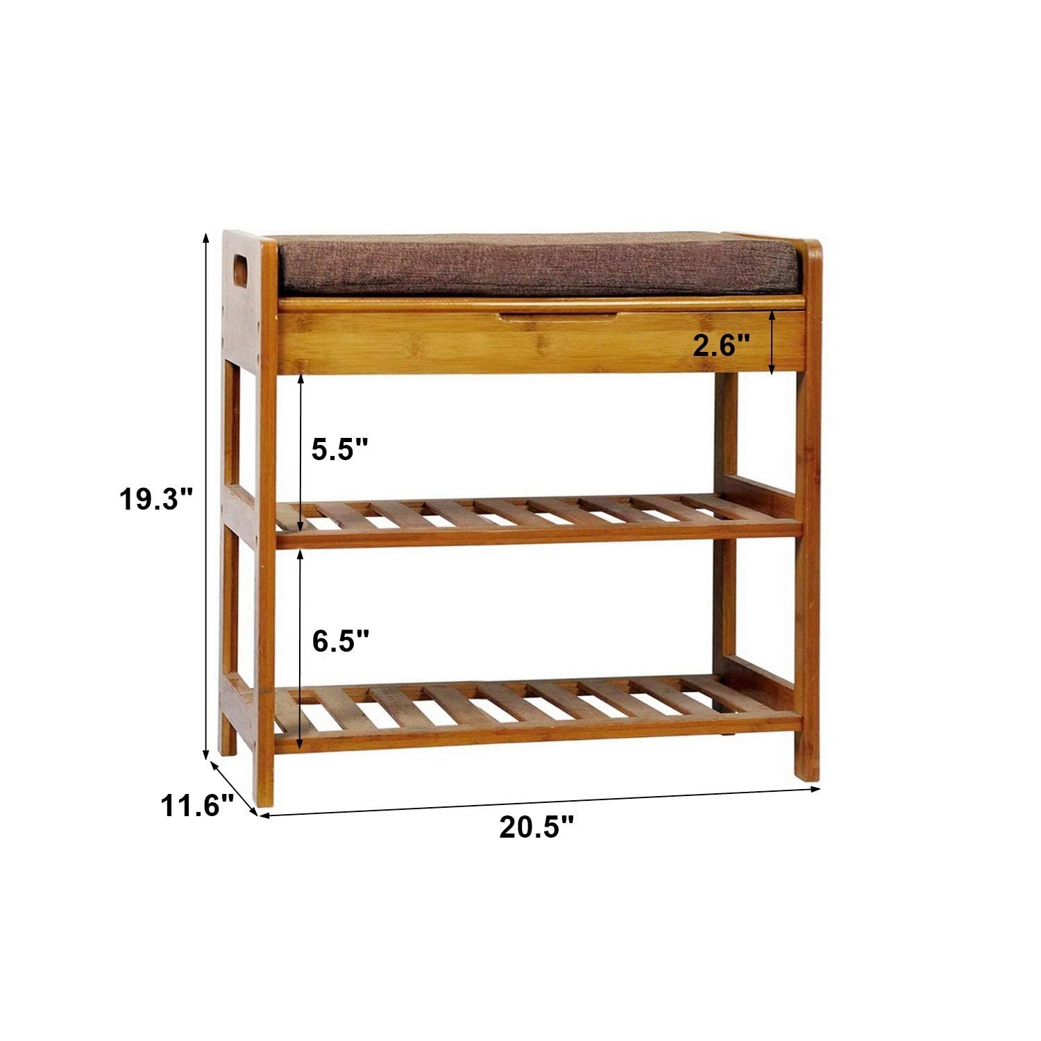 3-Tier Shoe Rack Bench Entryway Storage Shelf Holds up to 240 LBS Bamboo New