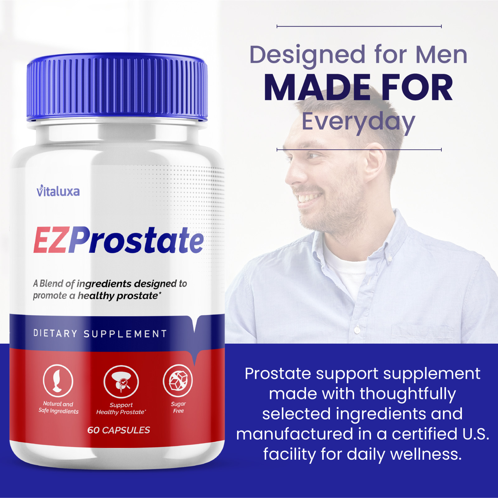 (2 Pack) EZ Prostate Capsules Easy Prostate Advanced Formula Pill (120 Capsules)