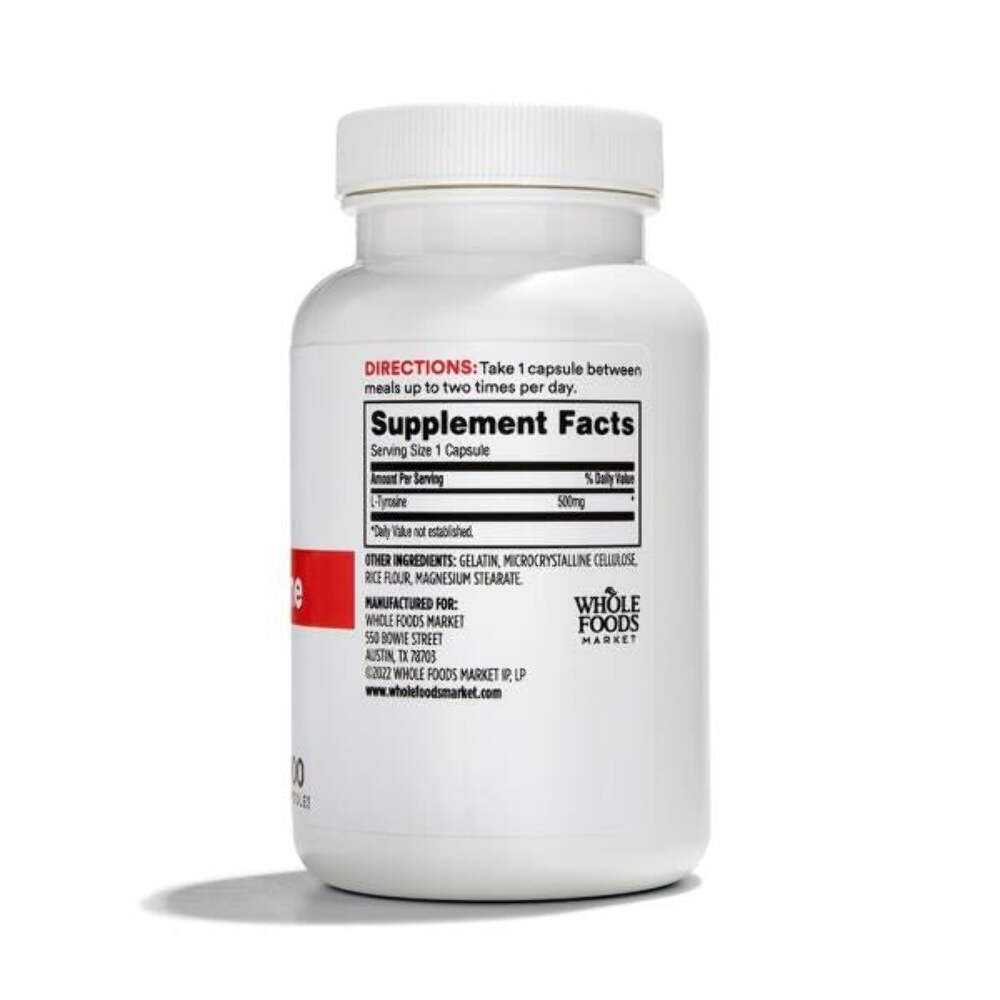 9/2027 365 by Whole Foods Market, L Tyrosine 500Mg, 100 Capsules