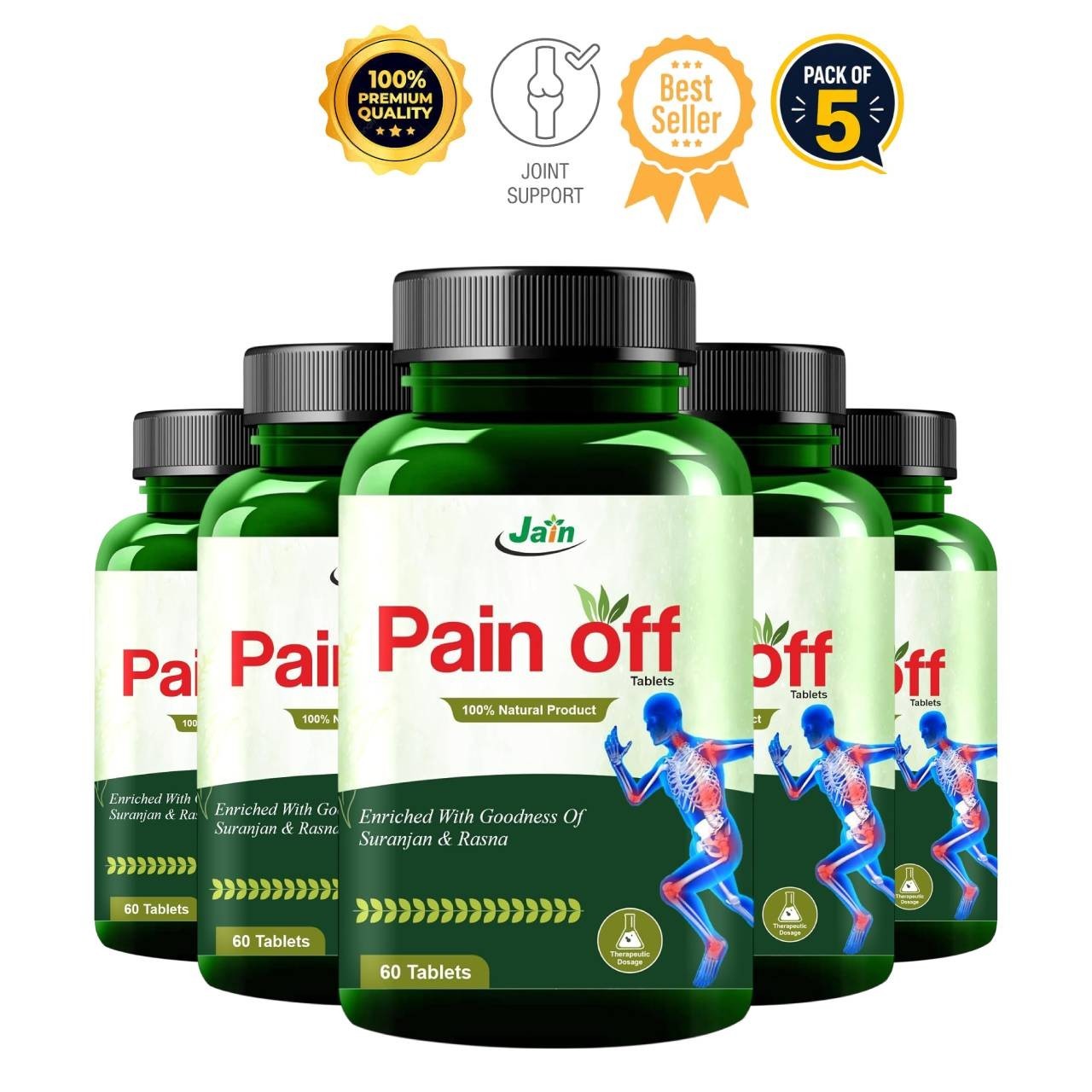 5 Pack J.AIN Pain Off Ayurvedic Joint Support 60 Tabs