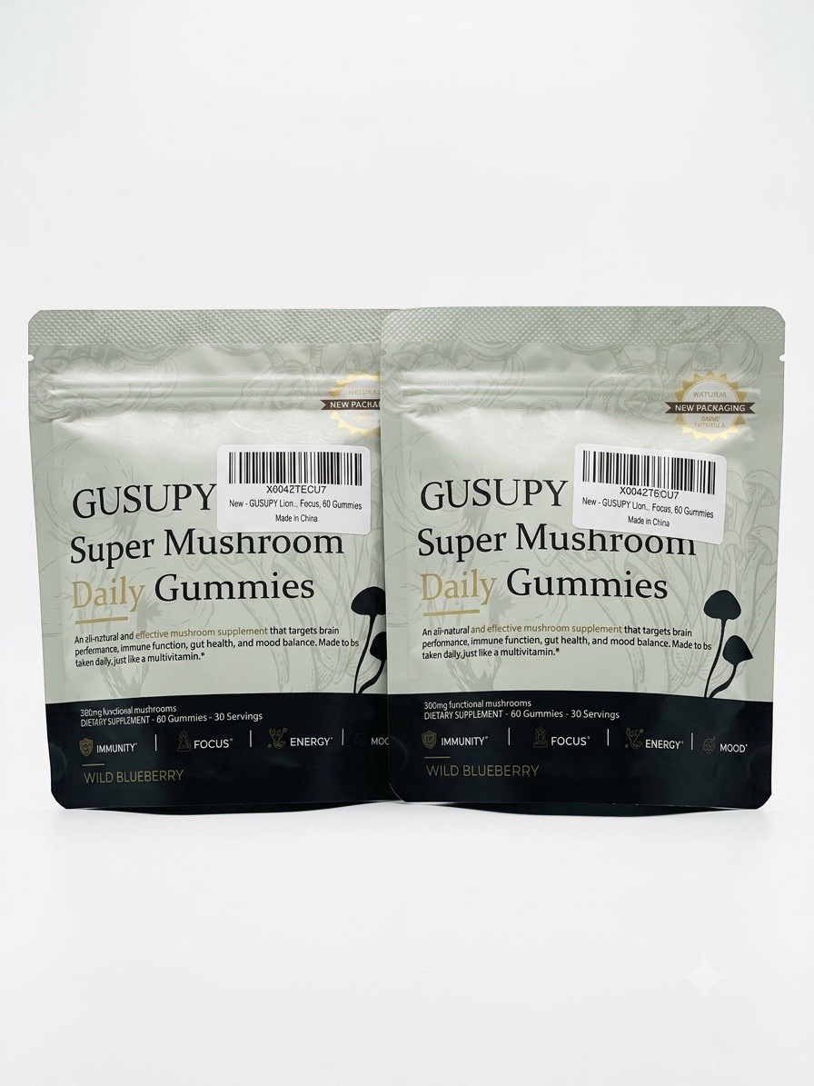 GUSUPY Super Mushroom Daily Gummies Wild Blueberry 60 Count 2X Lot
