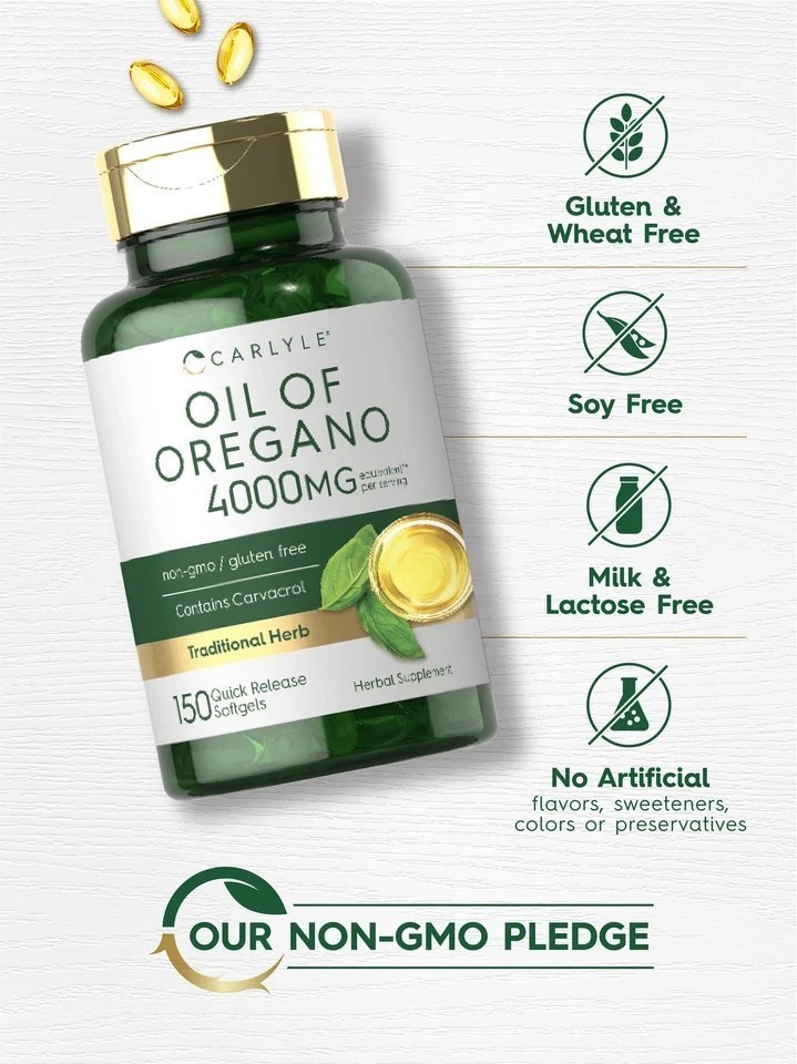 Oregano Premium Essential Oil 4000 mg 150 Softgel Capsule Supplement Pills |