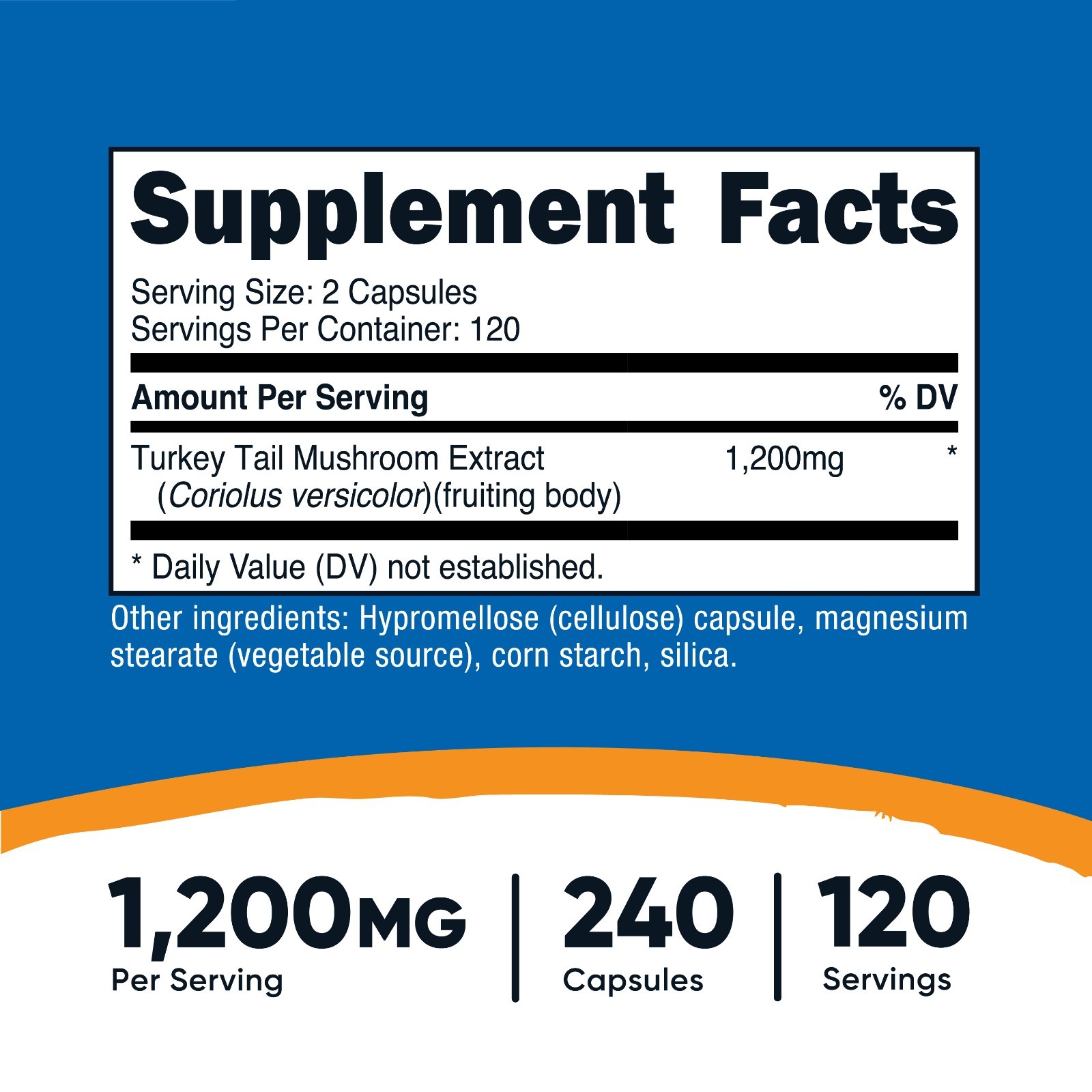 Nutricost Turkey Tail Mushroom Capsules 1200mg, 120 Servings (240 Capsules)