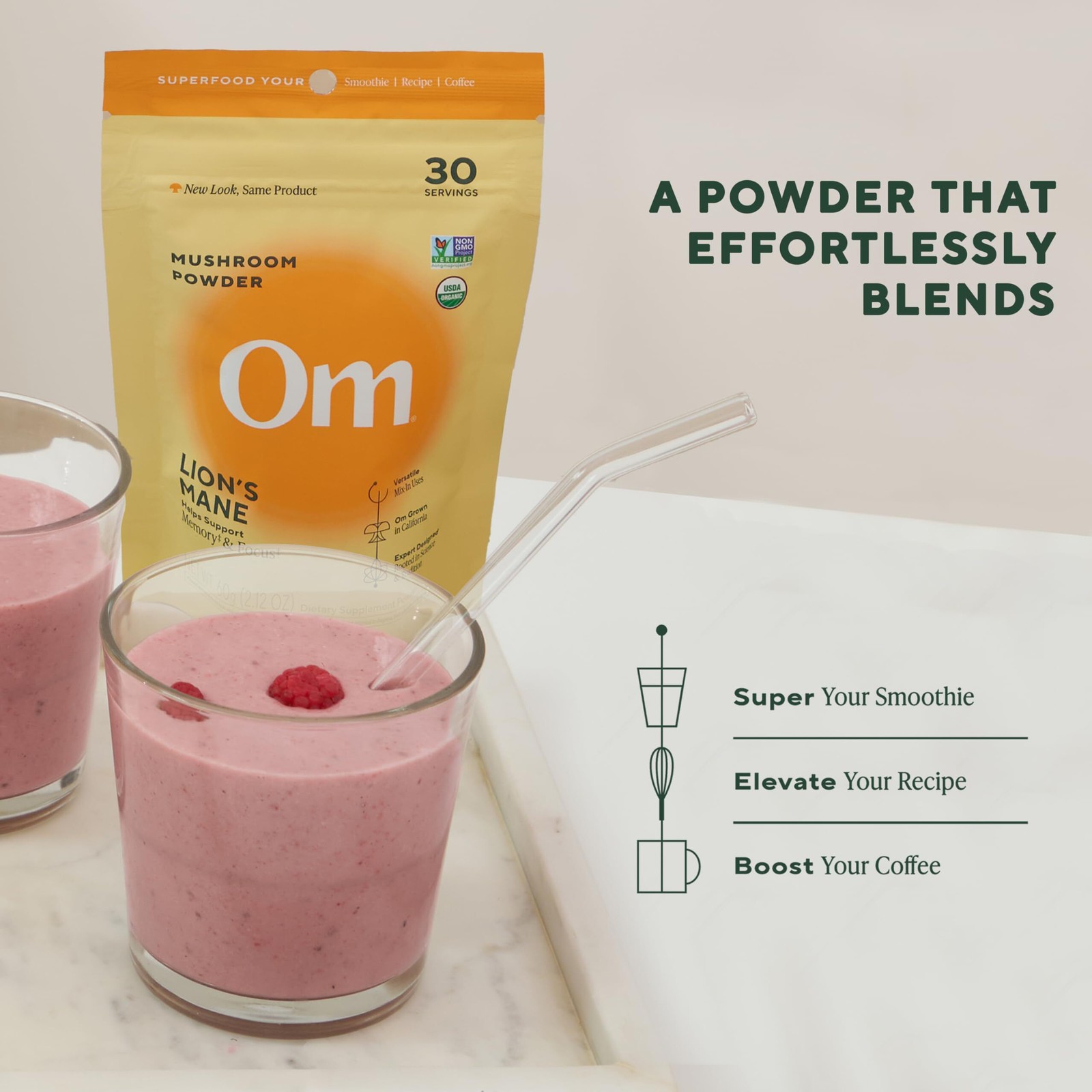 8/27 Om Lion’s Mane Mushroom Powder – Organic Mushroom Supplement and Nootropic