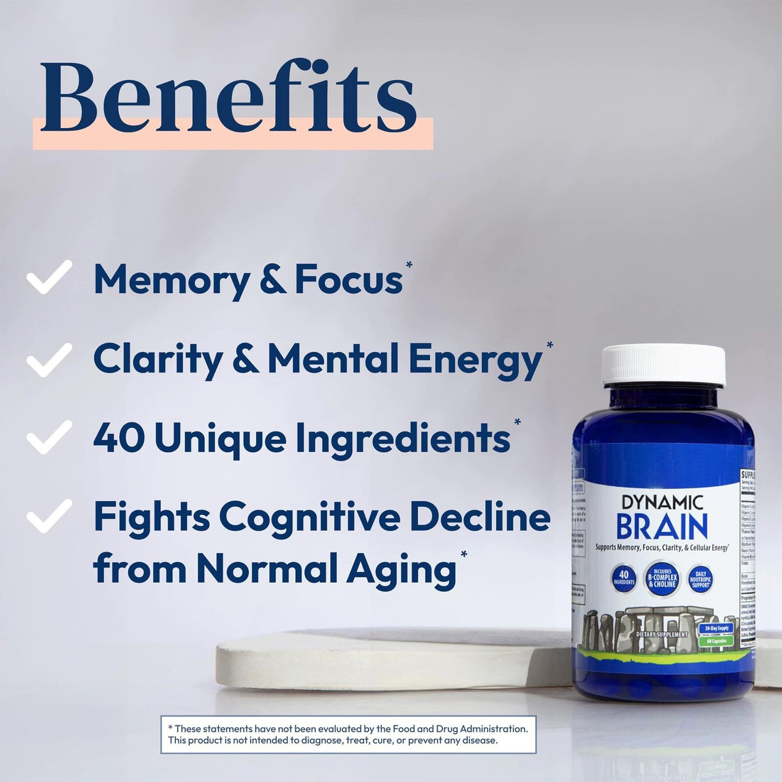 Dynamic Brain Supplement – Focus, Memory & Clarity Support, 60 Capsules