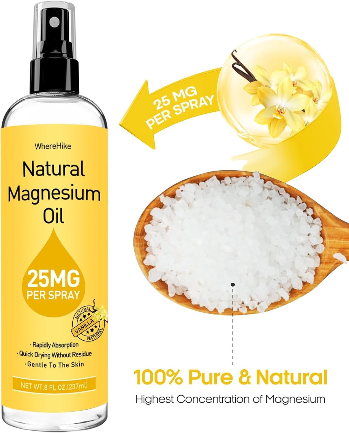 Magnesium Oil Spray – For Feet, Sleep & Muscle Relief, Vanilla