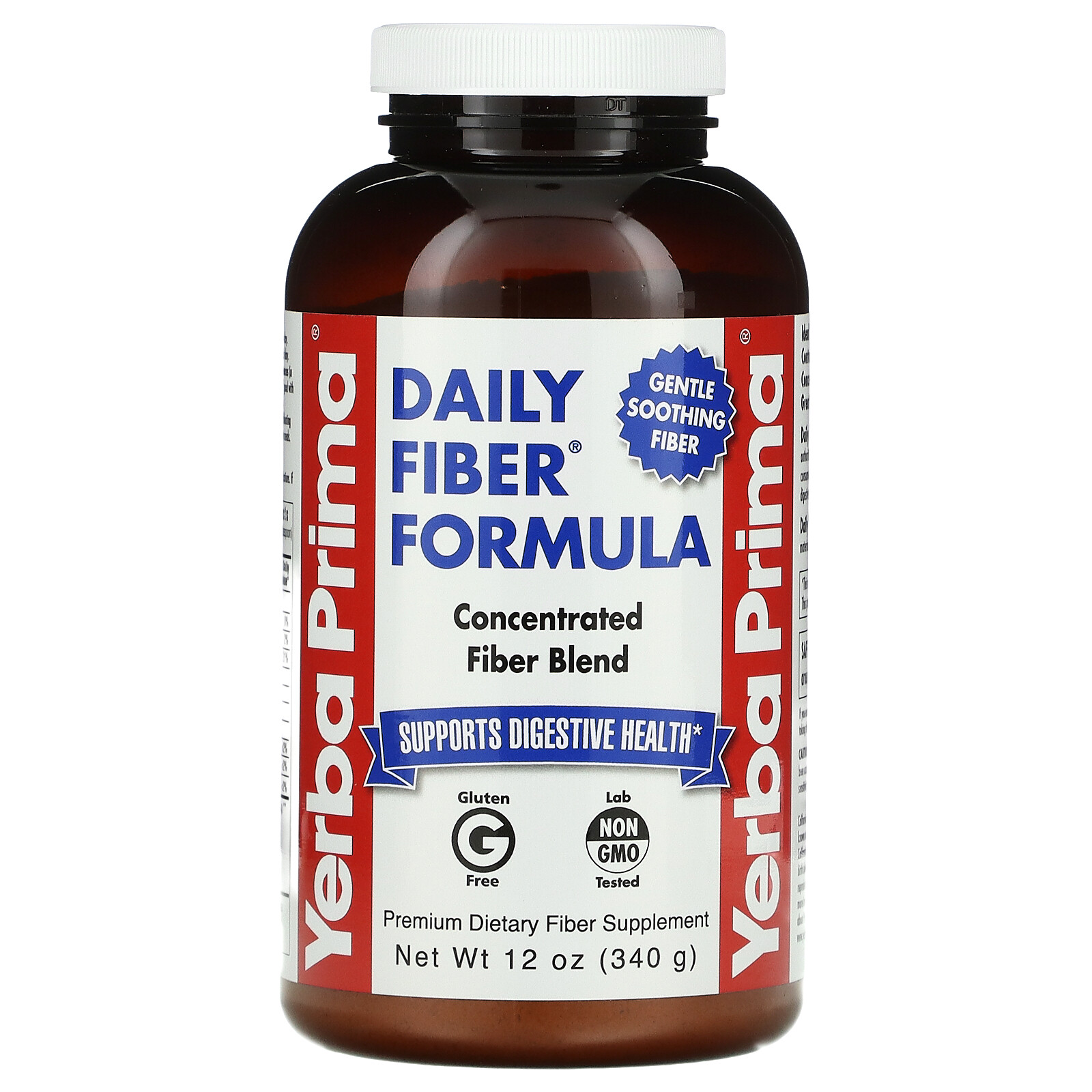 Yerba Prima Daily Fiber Formula 12 oz 340 g All-Natural, GMP Quality Assured