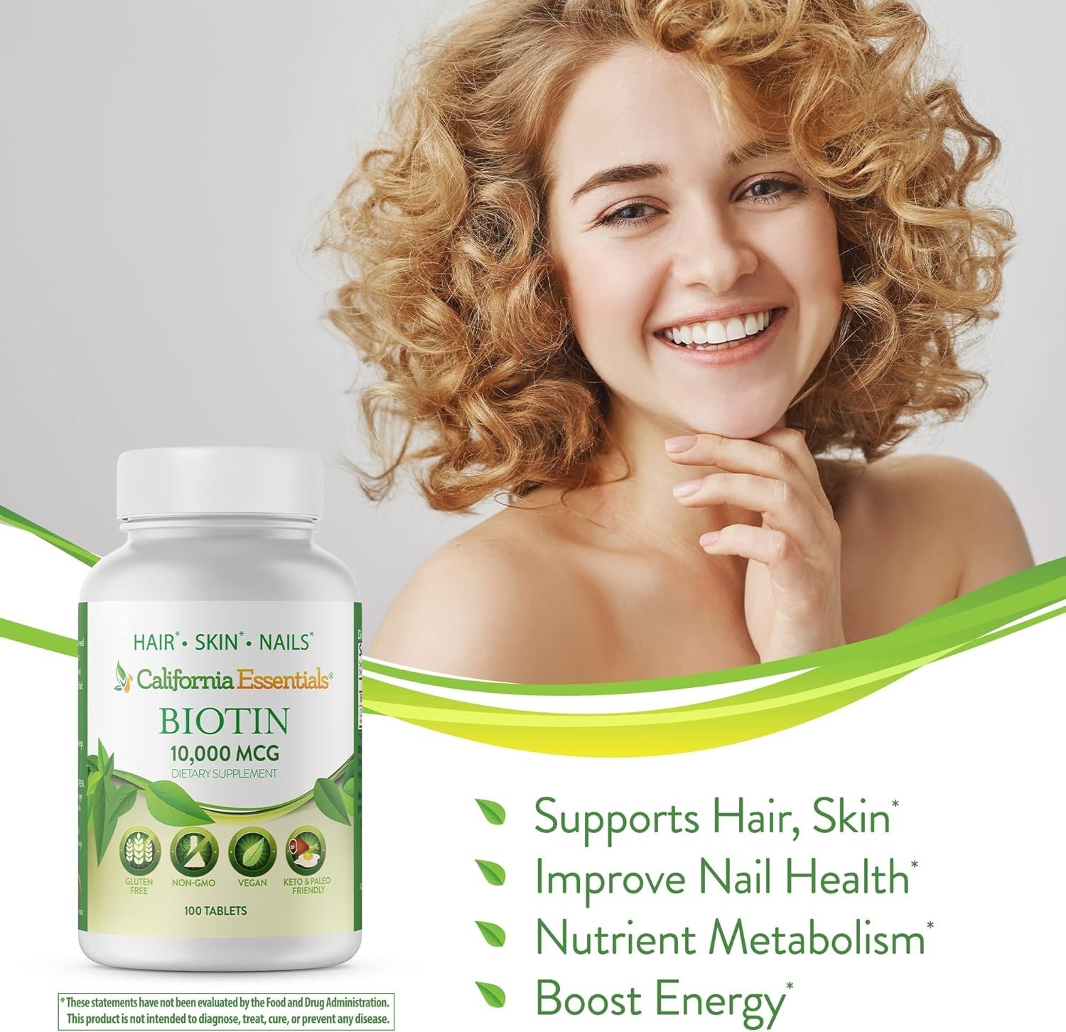 Biotin 10000mcg + Calcium | Max Strength Hair Growth & Nail Support Supplement