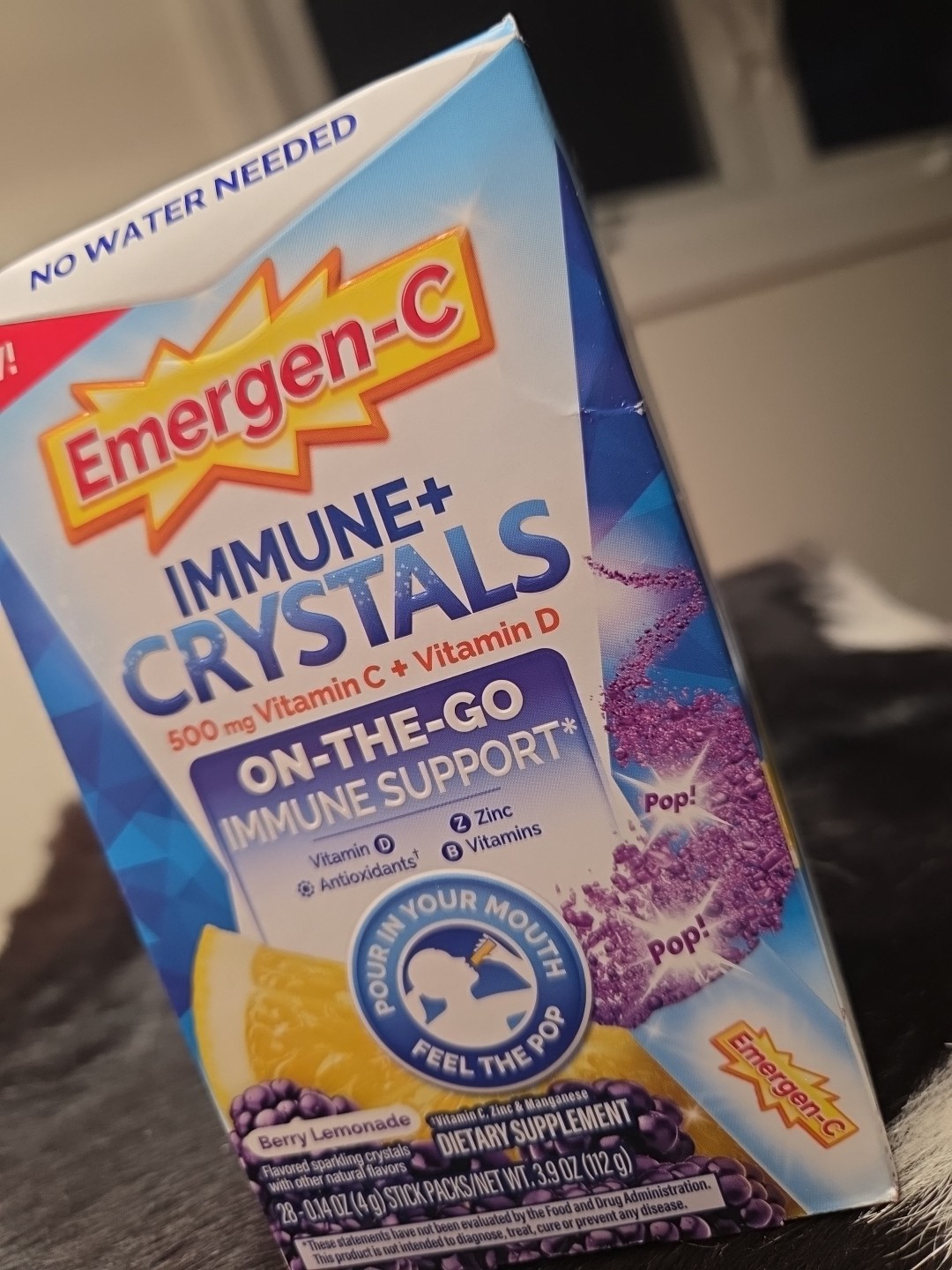 Emergen-C Immune Support Crystals 500mg Vit C 28-pack BERRY LEMONADE Packets