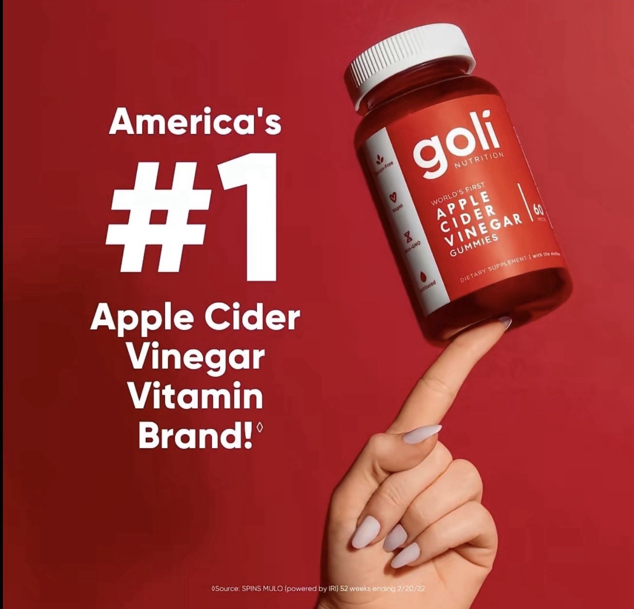 Goli Apple Cider Vinegar Gummy Vitamins – Vitamin B12, Gelatin-Free, Gluten-Free