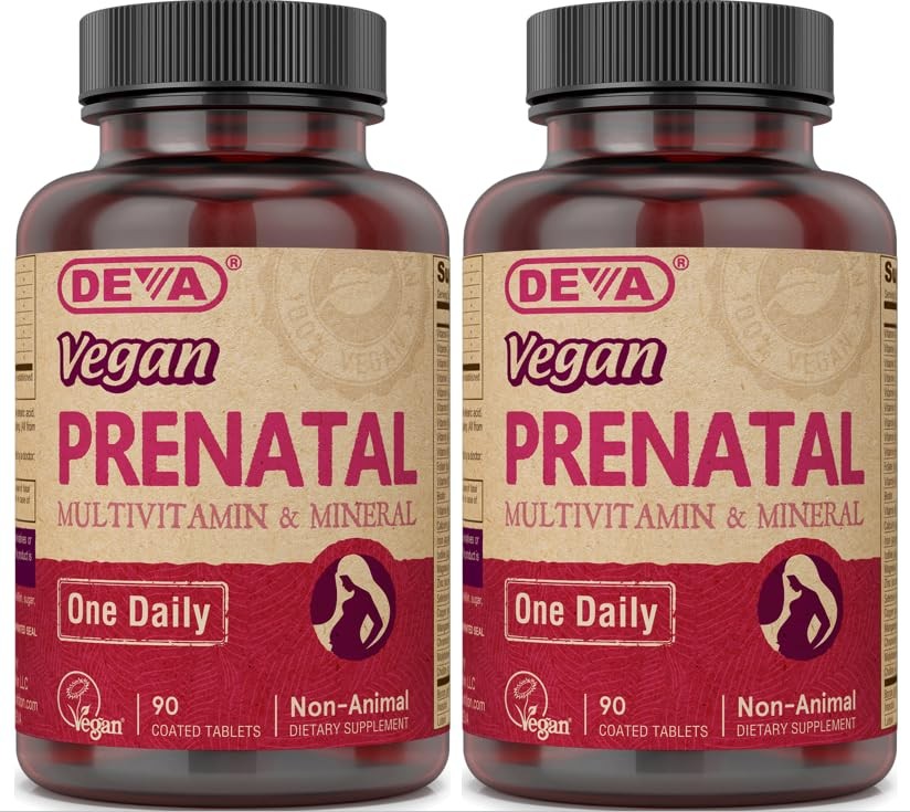 DEVA Vegan Vitamins Prenatal Multivitamin & Mineral – 90 Count (Pack of 2)