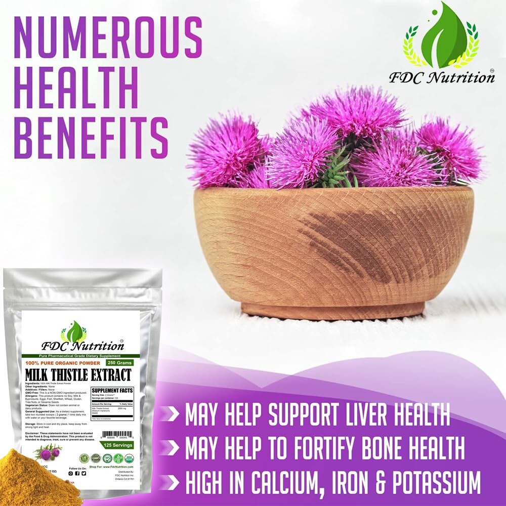 Organic pure Milk Thistle Extract Powder 250g (8.8oz) None GMO Gluten Free