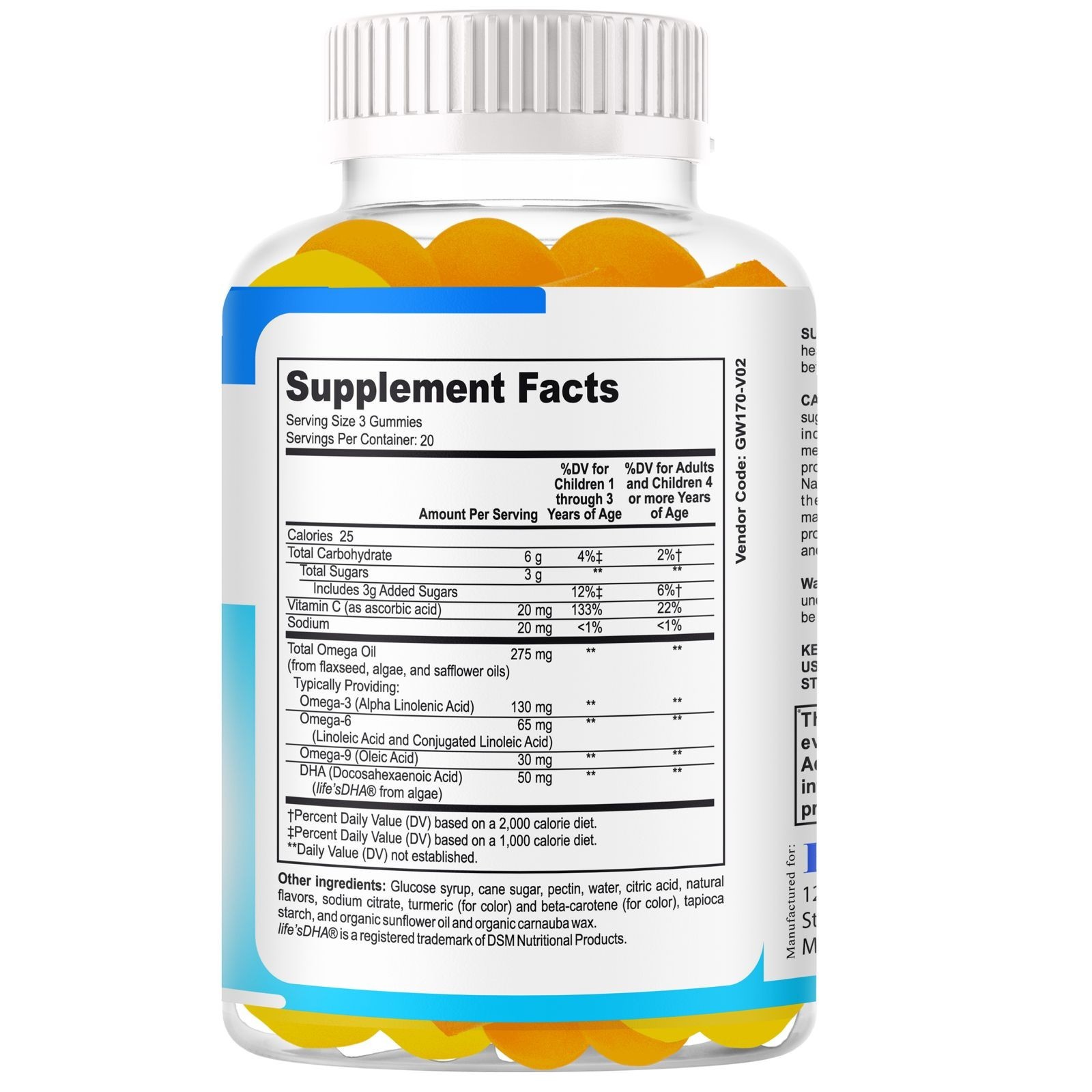 Kids Omega 3 6 9 + DHA Gummies – Brain Booster Focus, Memory & Clarity – 60Gummy