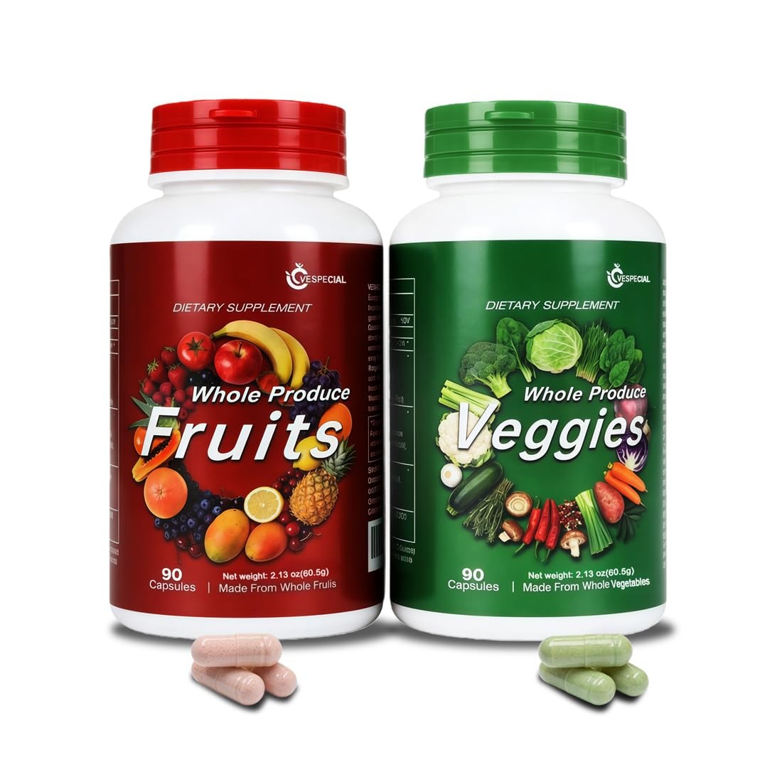 Vespecial Fruit and Veggies Supplement – Whole 1 Count (Pack of 180), Red