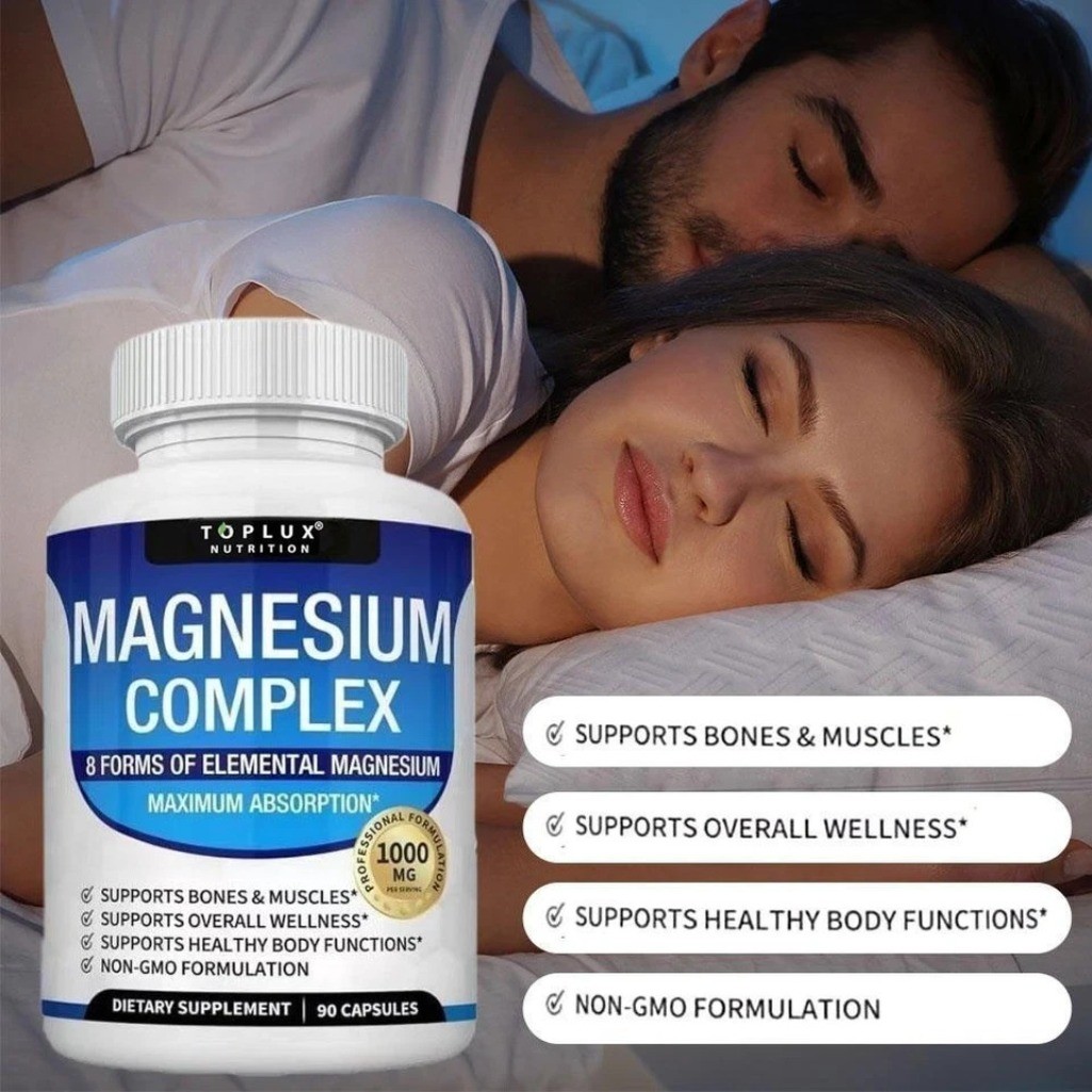2Packs Toplux Nutrition Magnesium Complex 1000mg Supports 8 Elemental Magnesium