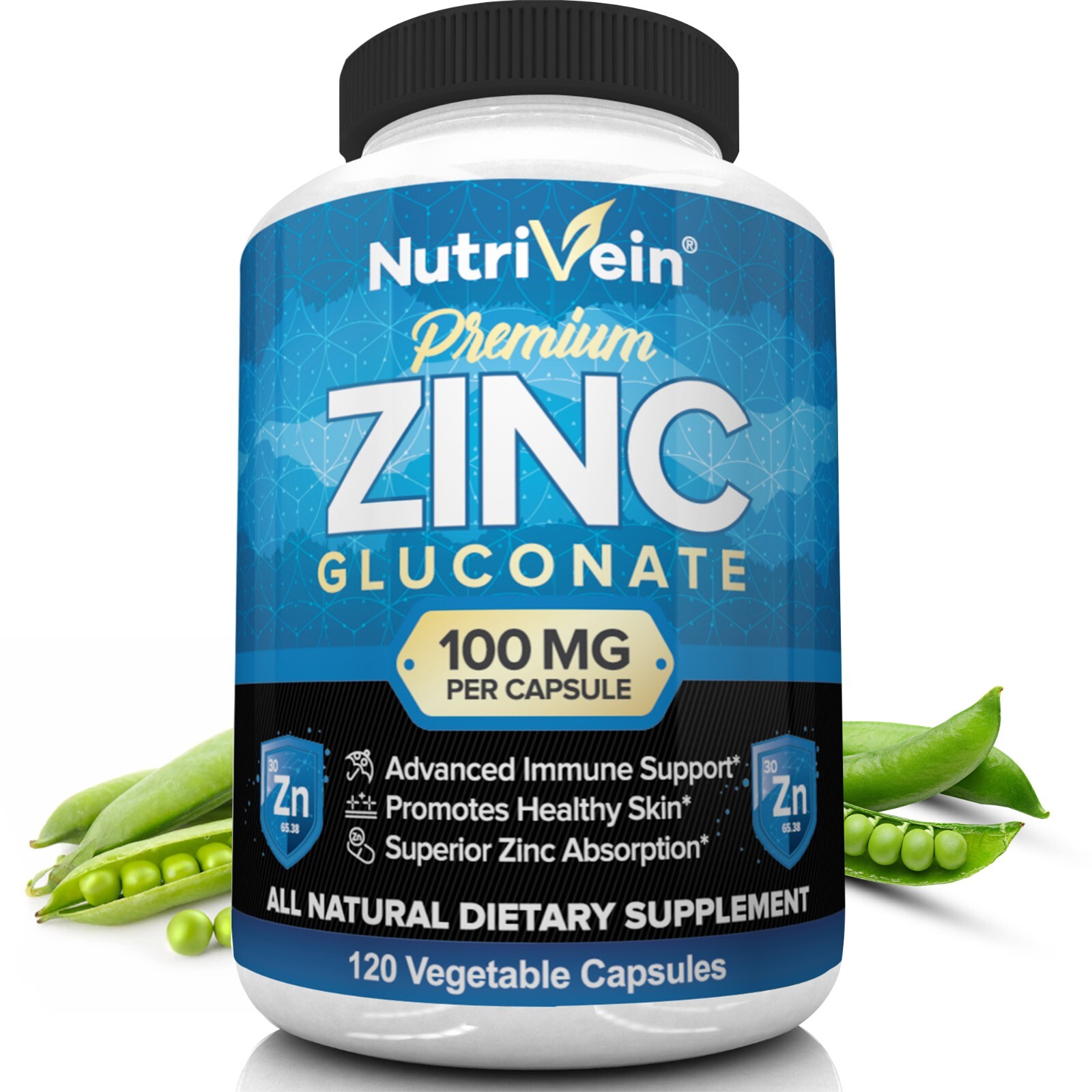 Nutrivein Zinc Gluconate 100mg – 120 Capsules – Immunity Defense Max Strength