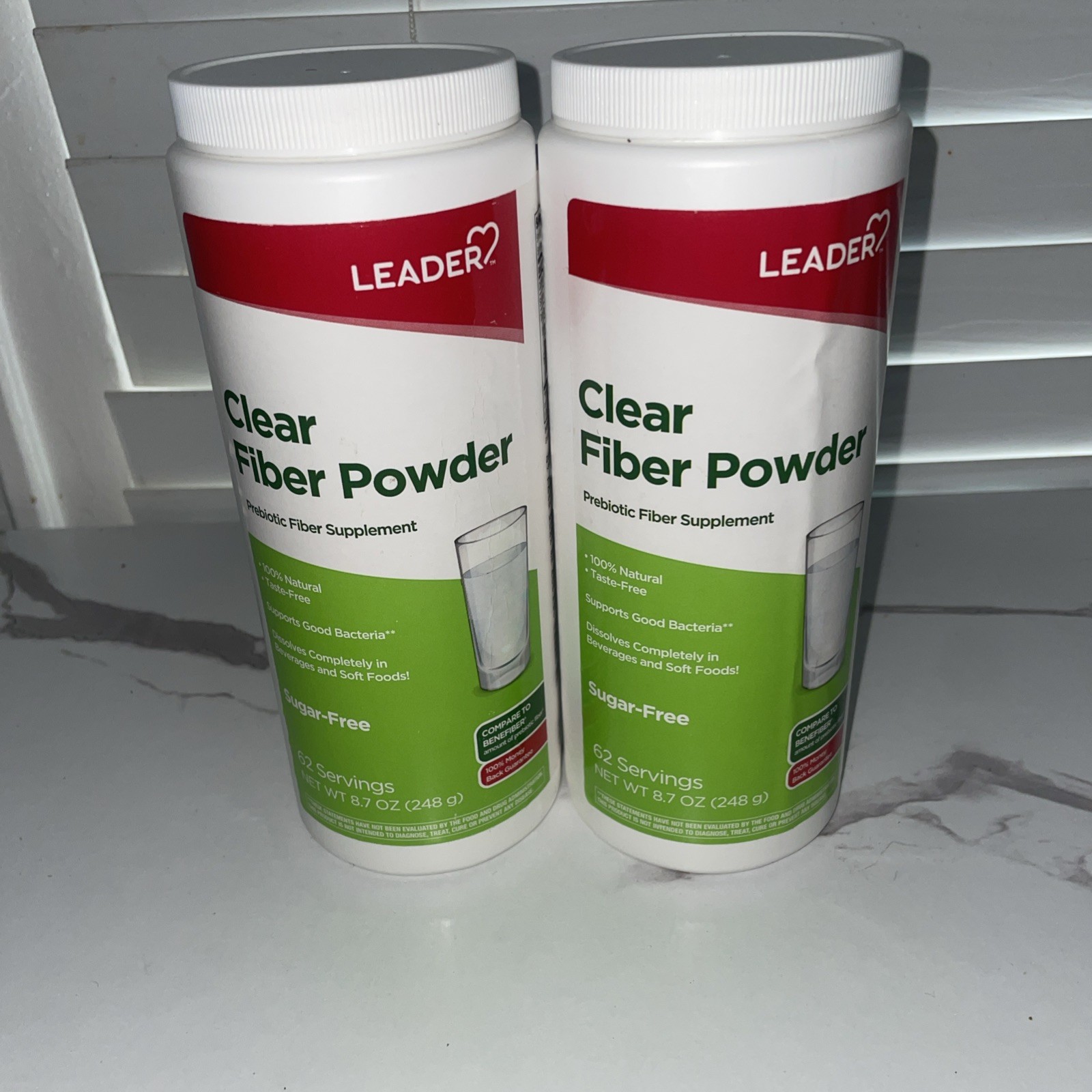 Leader Prebiotic Clear Fiber Powder 186 Servings Gluten Free Digestive