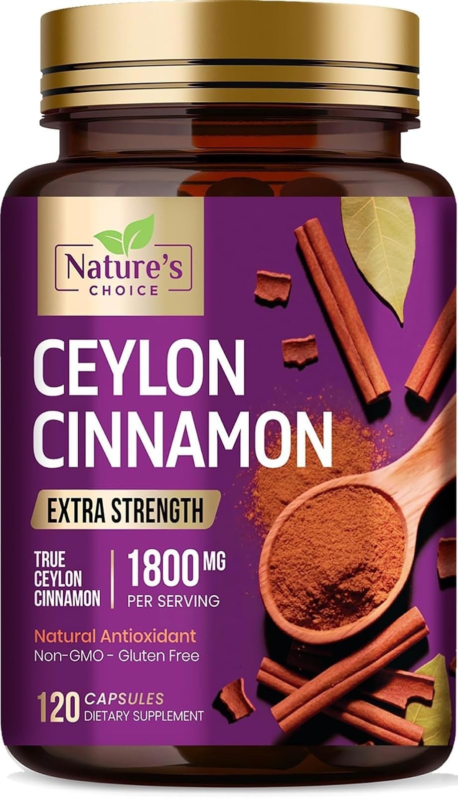 Nature’s Choice Ceylon Cinnamon Capsules – 100% Organic – 60 Count