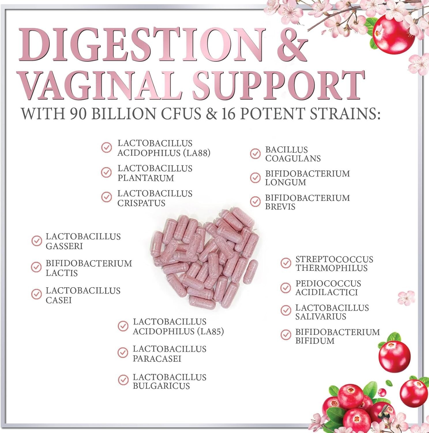 Probiotics for Women Pills with Cranberry – 16 Premium Strains for Vaginal PH