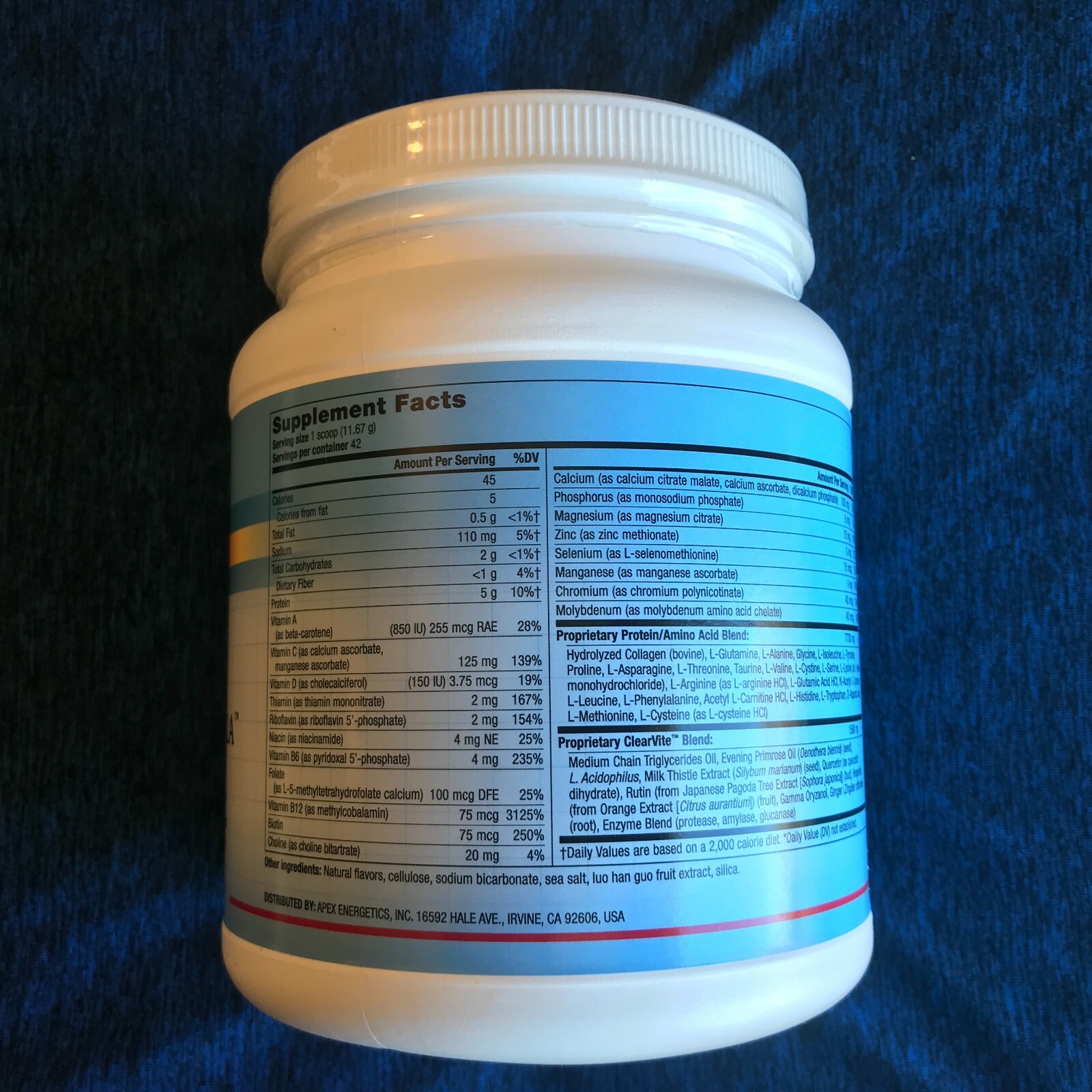 ClearVite CLA by Apex Energetics (K105) 1.08 lbs New! Best by 01/28