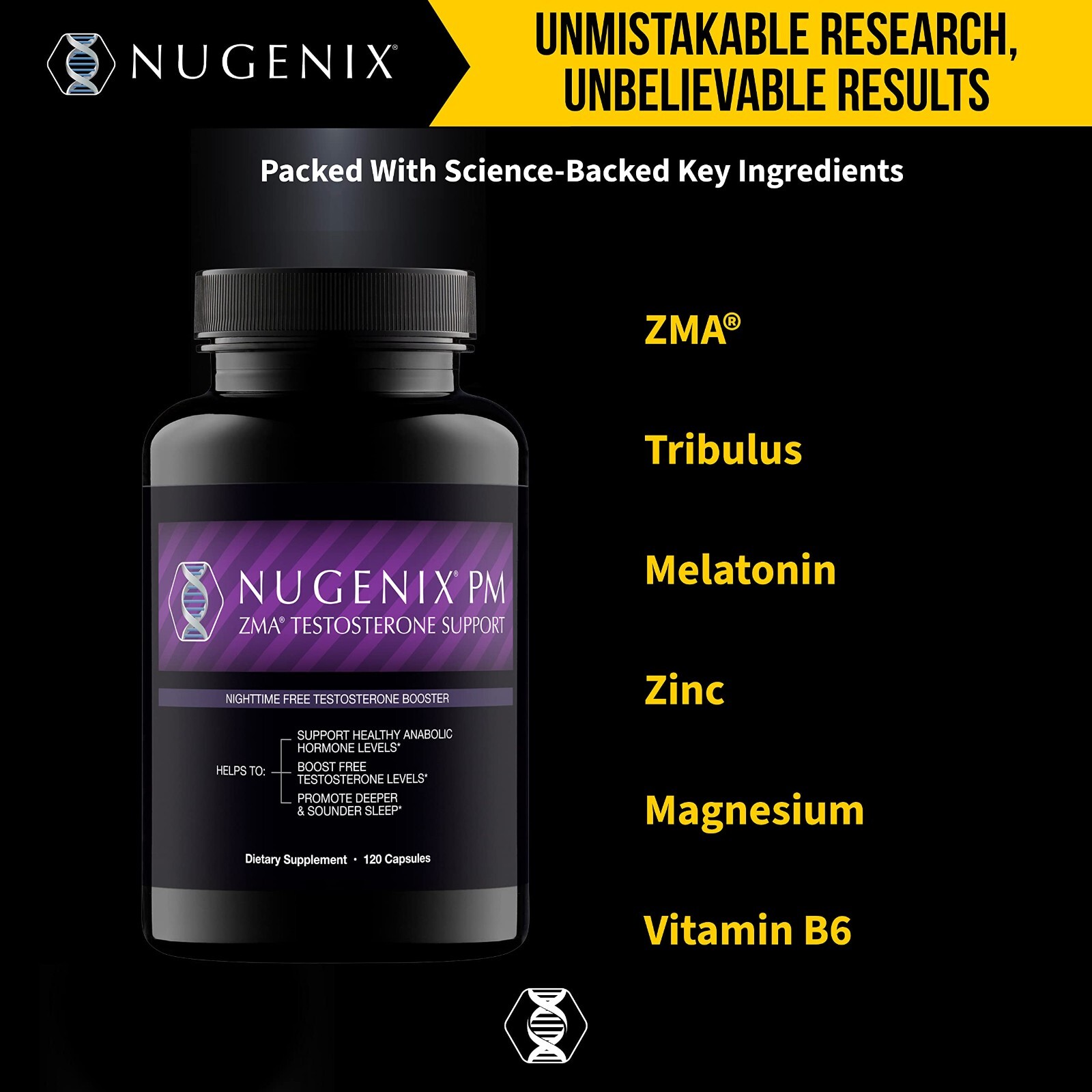 Nugenix PM ZMA – Nighttime Free Testosterone Booster and Sleep Support 120 Ct.