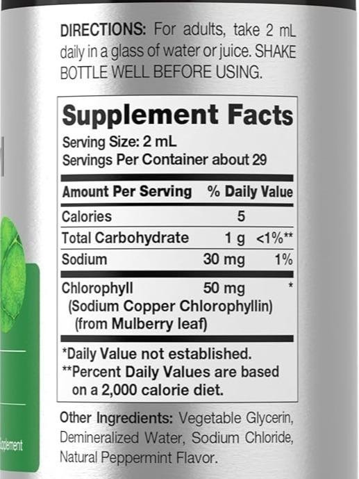 Non-GMO, Liquid Chlorophyll Drops 2 oz by Horbaach, Natural Peppermint Flavor