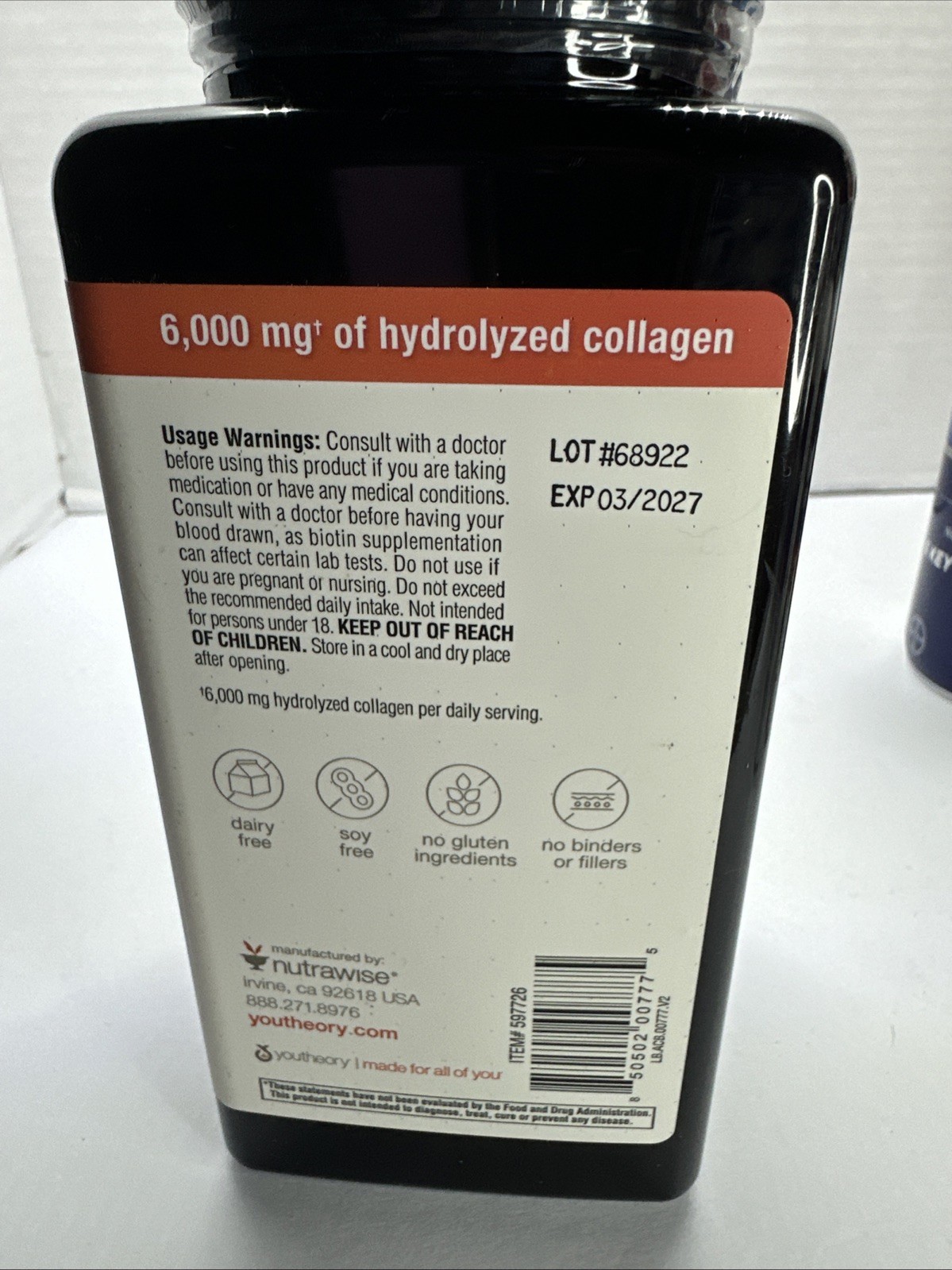 Youtheory Collagen 6000 mg Tablets – Hair, Skin & Joint Support, 390 Ct
