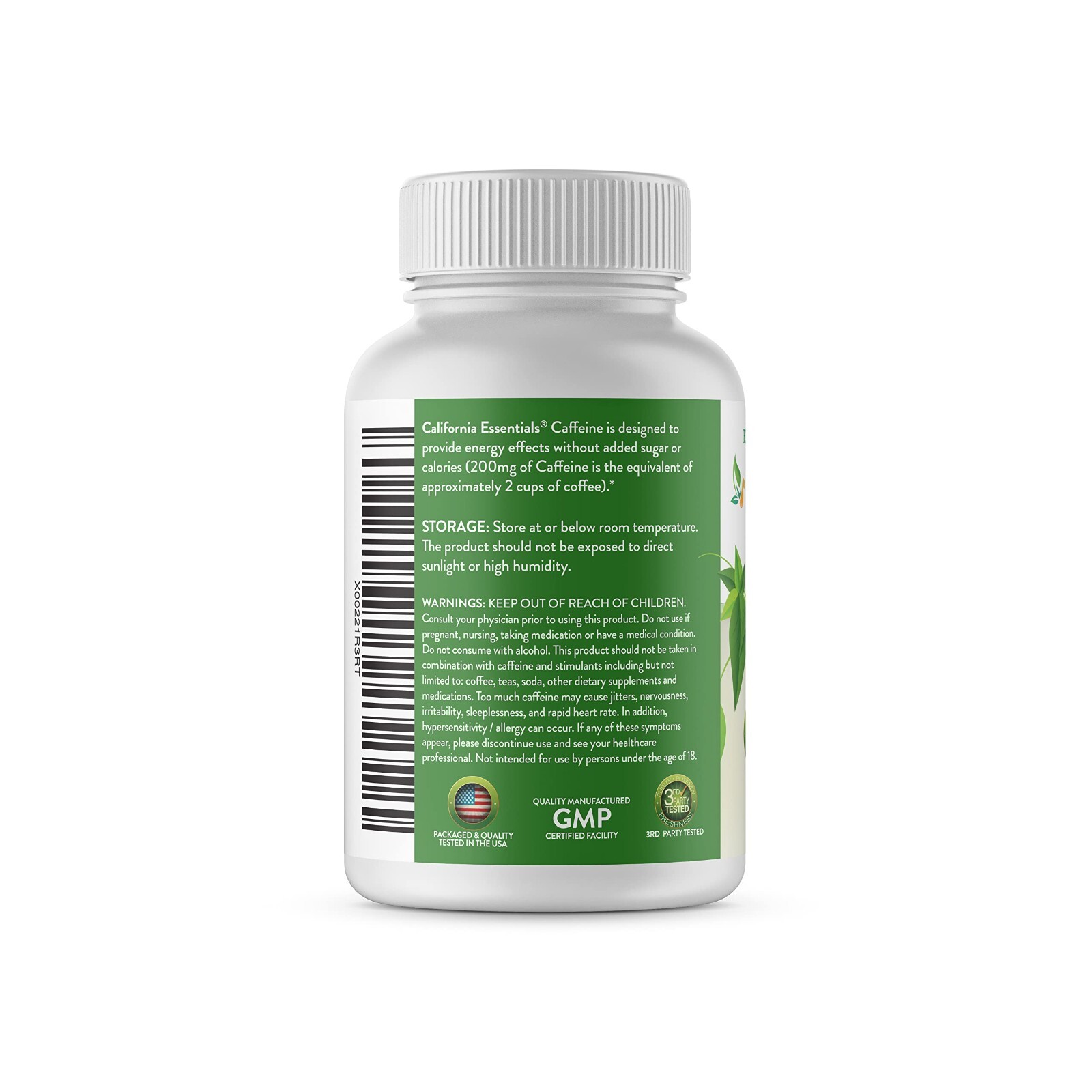 California Essentials Caffeine Pills – 200mg – 120 Tablets – 2 Pack – Free Ship