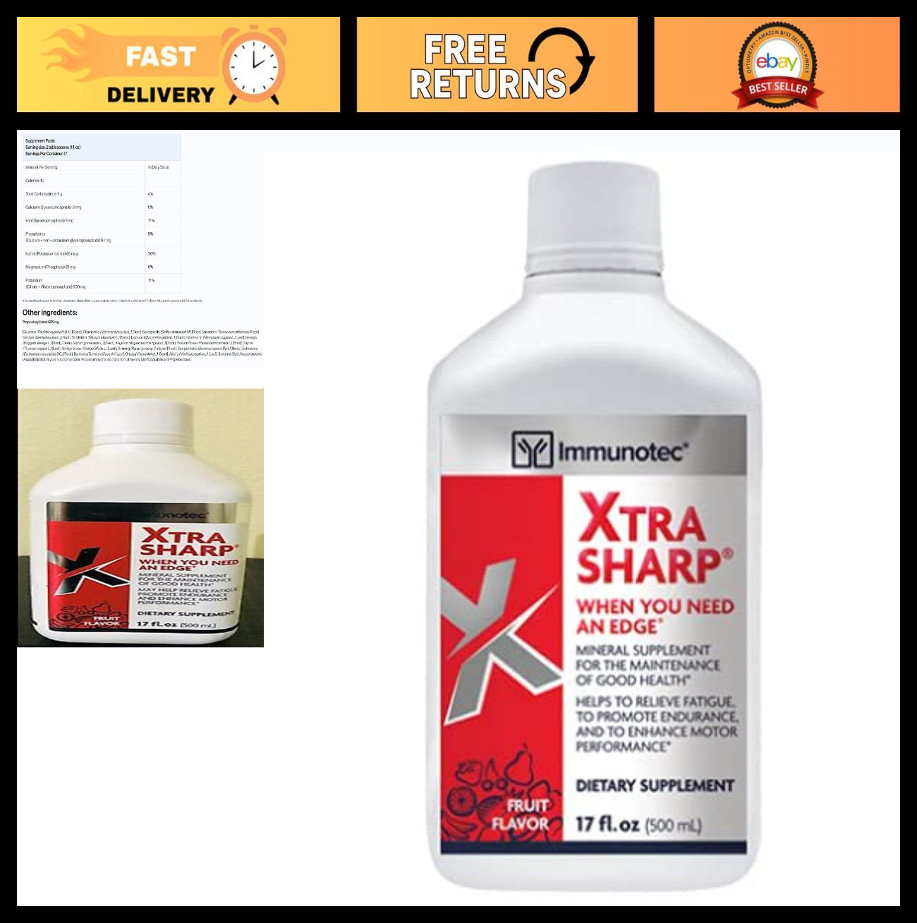 Fruit Flavor Immune Support Supplement – Xtra-Sharp Energy Boost, 30 Servings