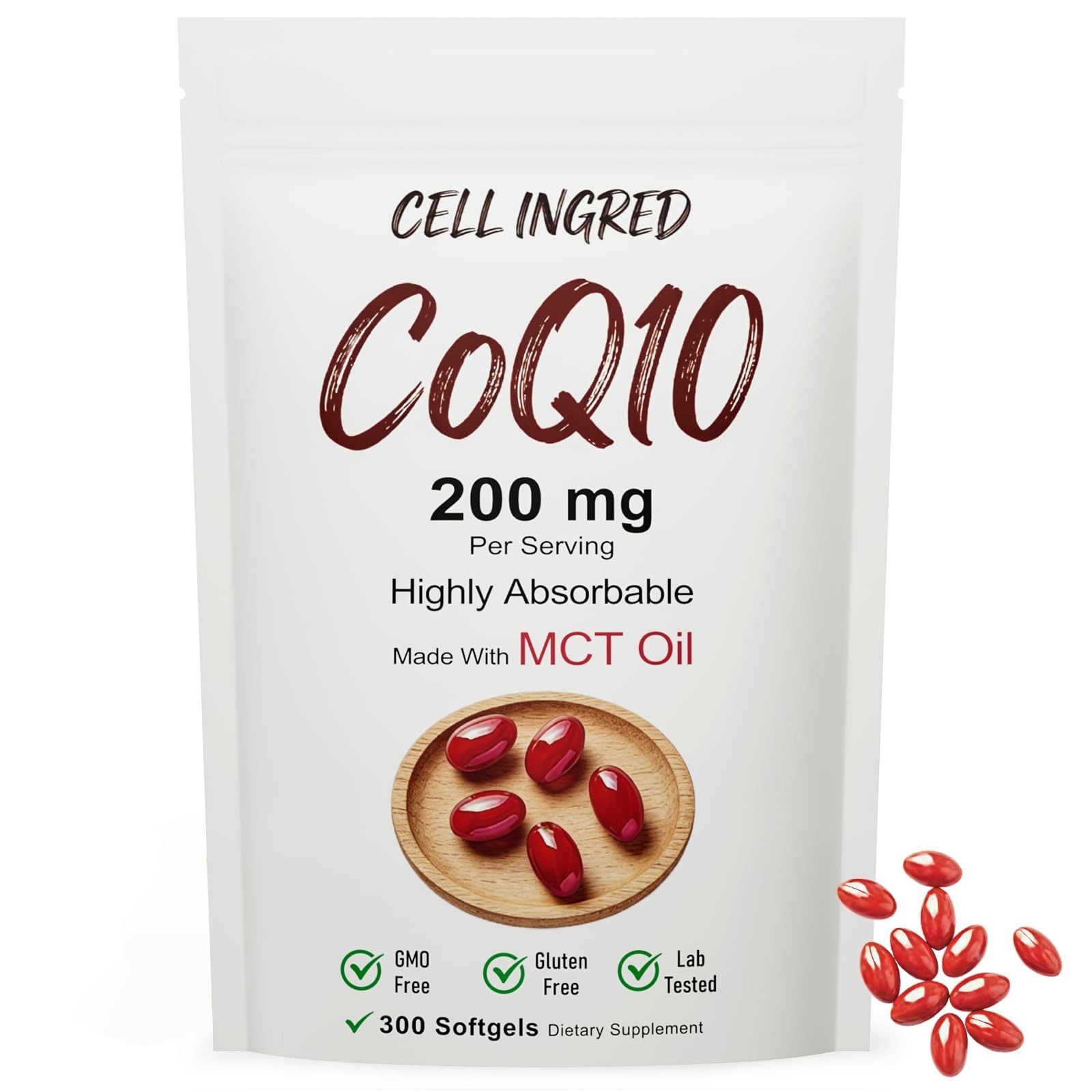 CQ10, 200 mg per Serving, 300 softgels with Coconut MCT Oil, Highly absorbabl…