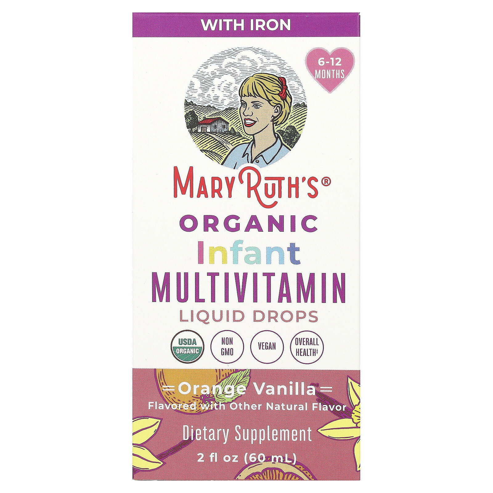 Organic Infant Multivitamin Liquid Drops, 6 – 12 Months, Orange Vanilla, 2 fl oz