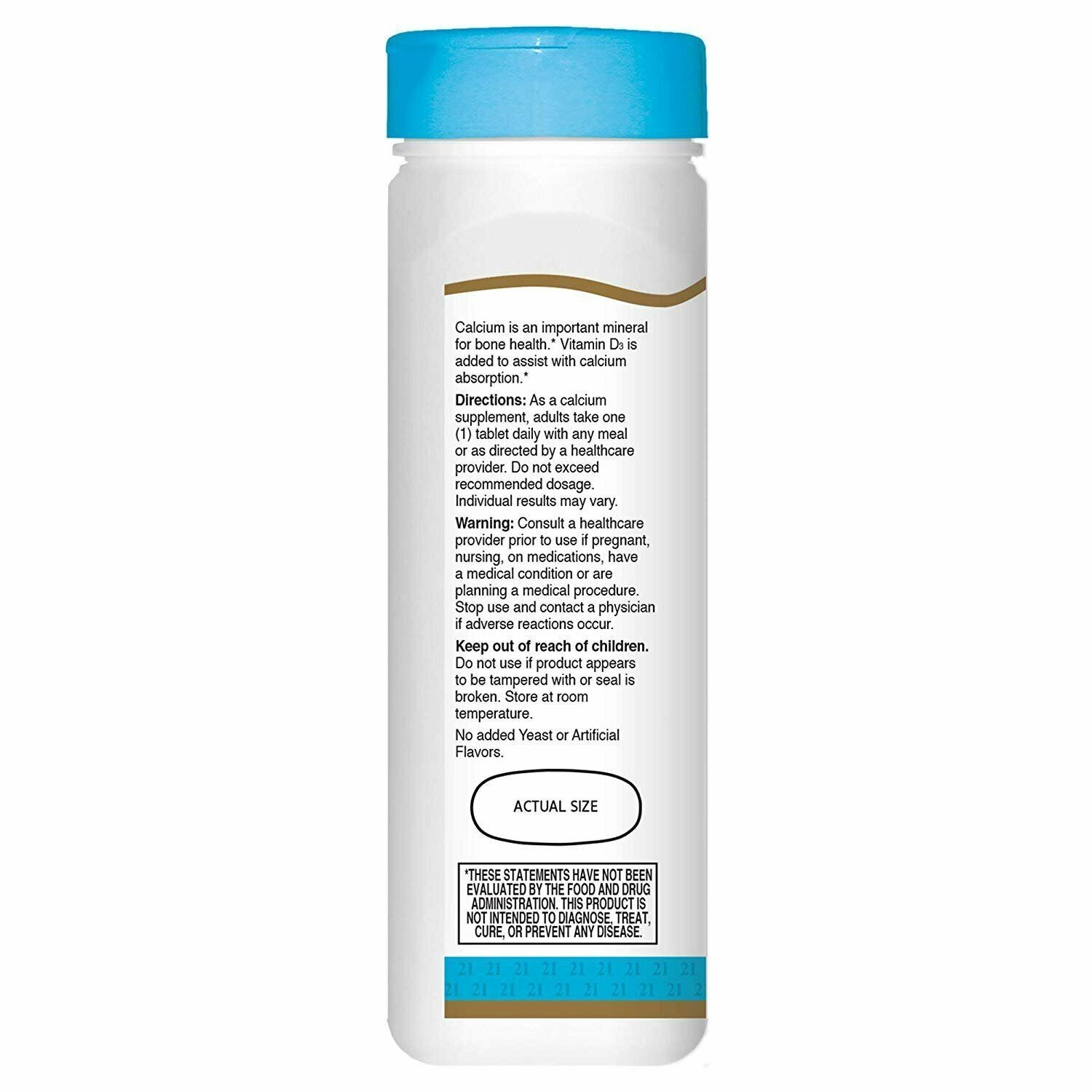 21st Century Calcium & Vitamin D3 Supplement Tablets Gluten Free 1000 mg 90 Ct
