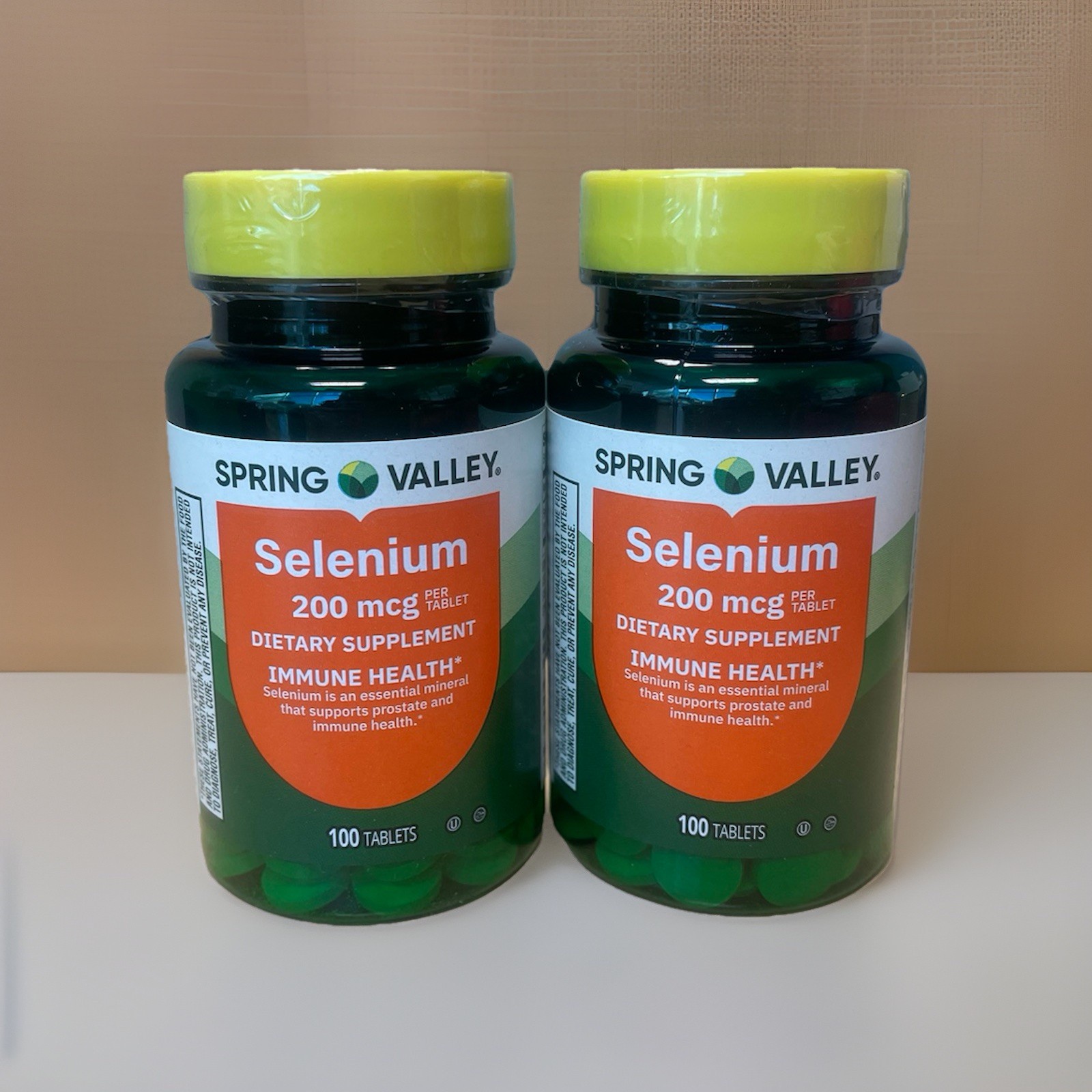 Spring Valley Selenium Immune Health Supplement Tablets 200 mcg 100 Ct Twin Pack