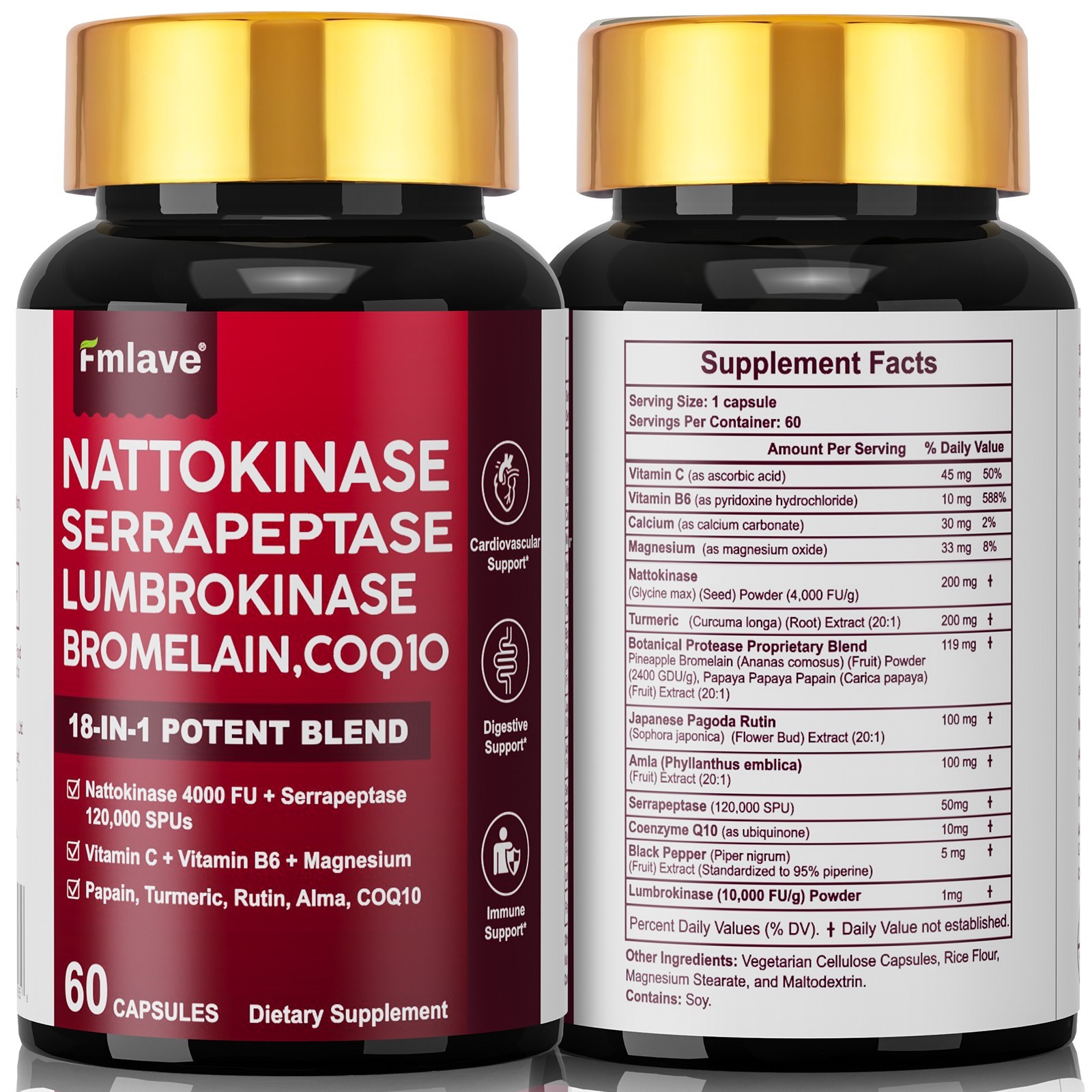 4x Nattokinase Supplement 4000FU Turmeric Heart Health Support 240ct EXP 01/2028