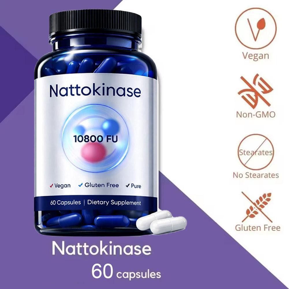 Nattokinase Supplement 10800 FU Per Serving 60 Gmo Exp 2026 Non Capsules 3 Pack