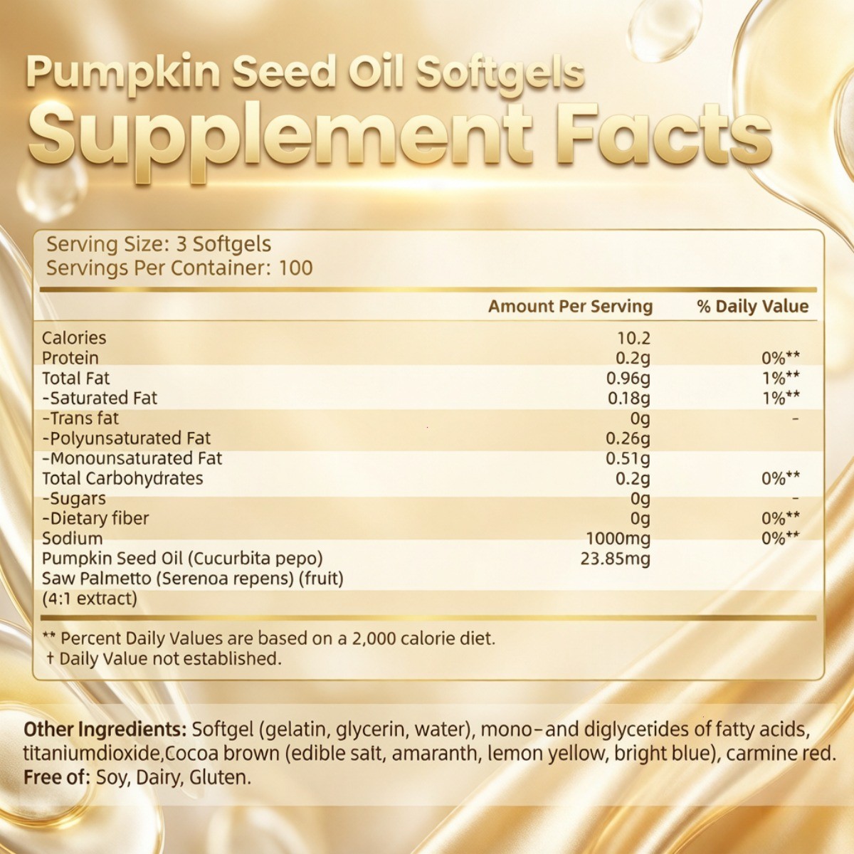 Vivonu 2-in-1 Pumpkin Seed Oil Saw Palmetto 1000mg Hair Prostate Support 300 ct