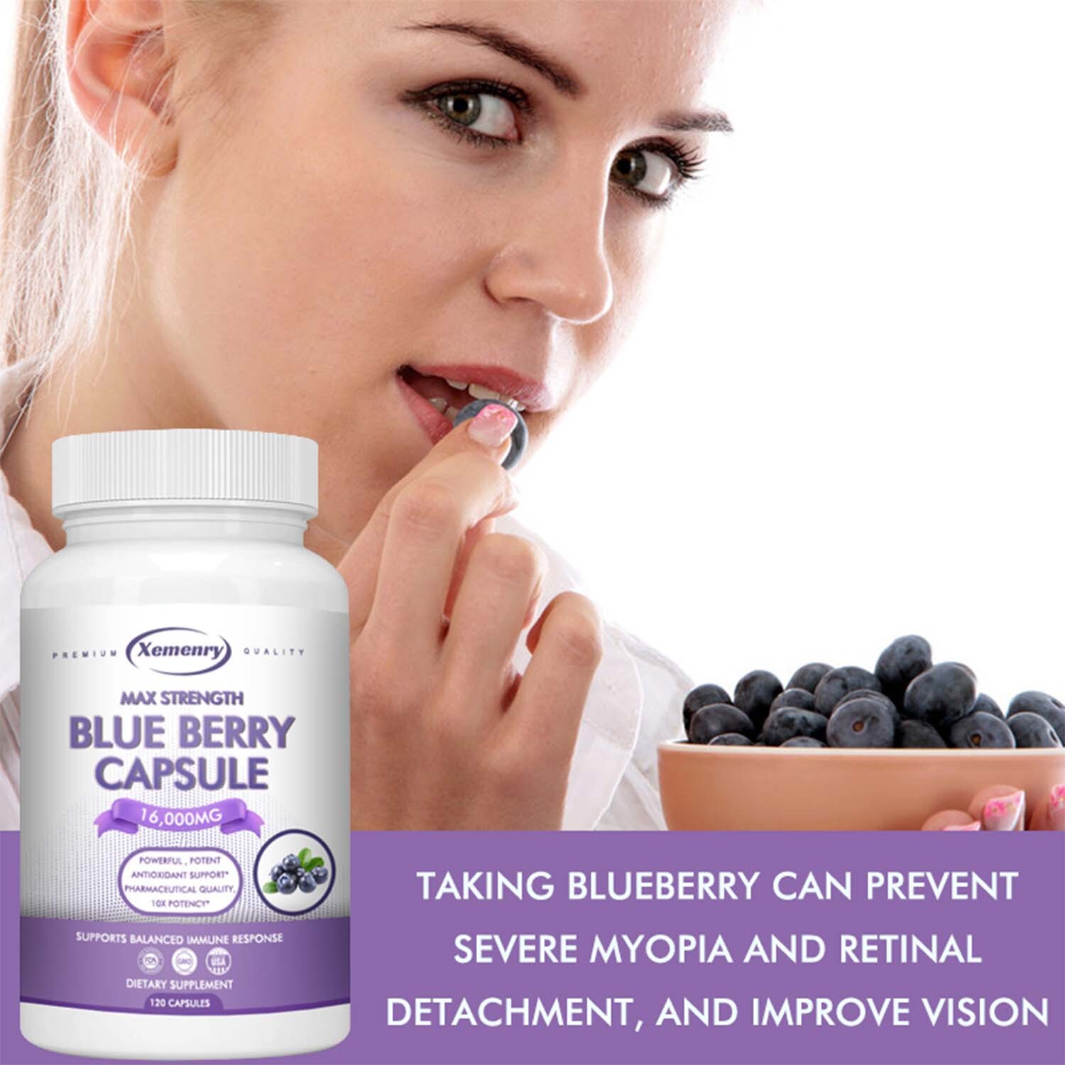 Blueberry Capsules 16000mg – High Strength Antioxidant, Promotes Ere Health