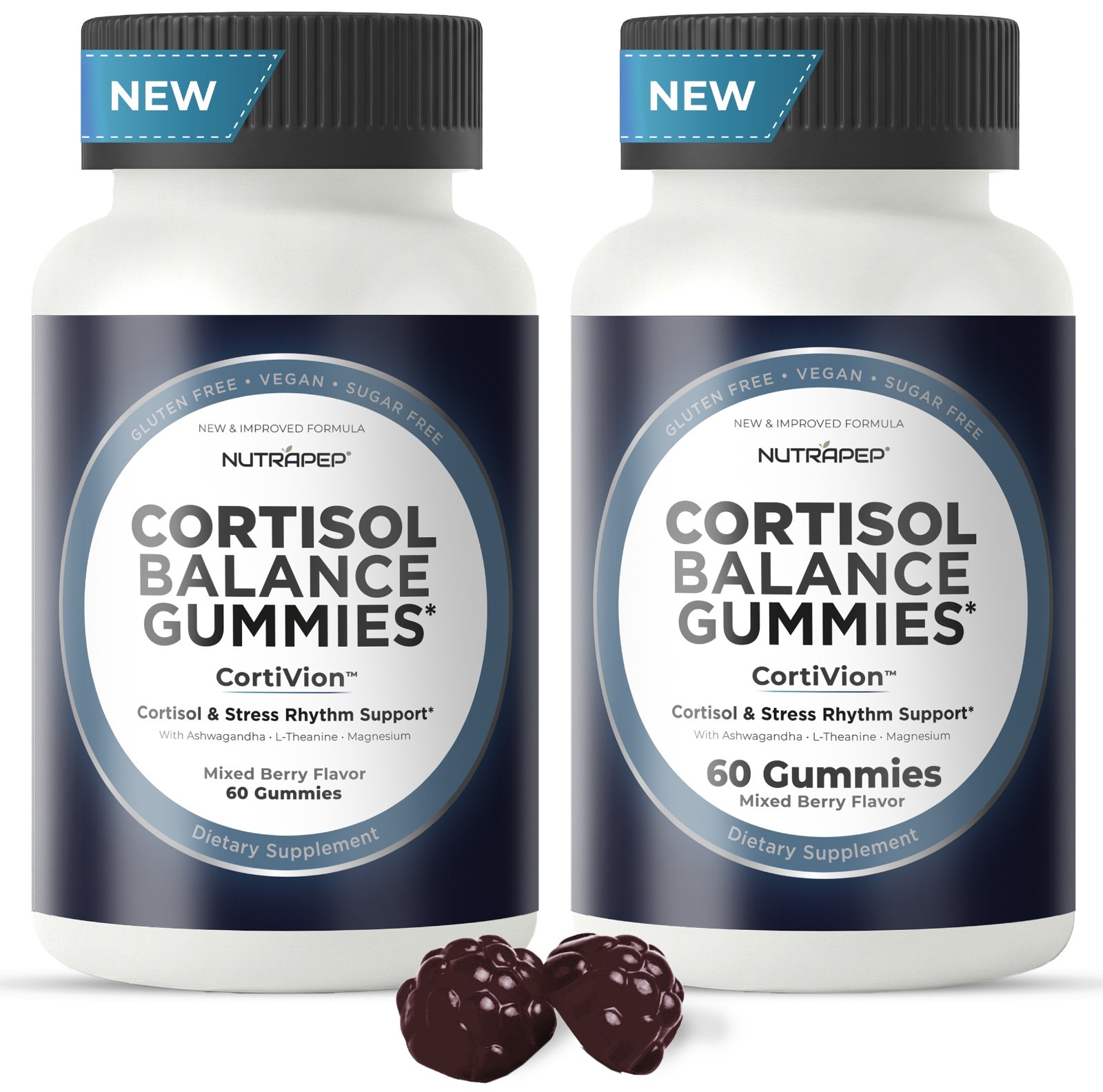 NutraPep Cortisol Gummies for Women Men – 13-in-1 High Cortisol Reducer (2 Pack)
