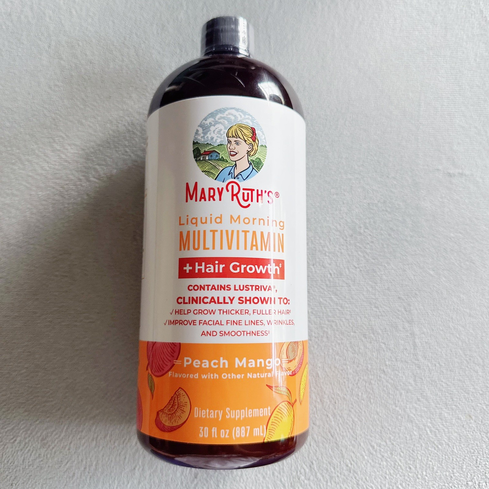 Liquid Morning Multivitamin + Hair Growth, Peach Mango, 30 fl oz (887 ml)