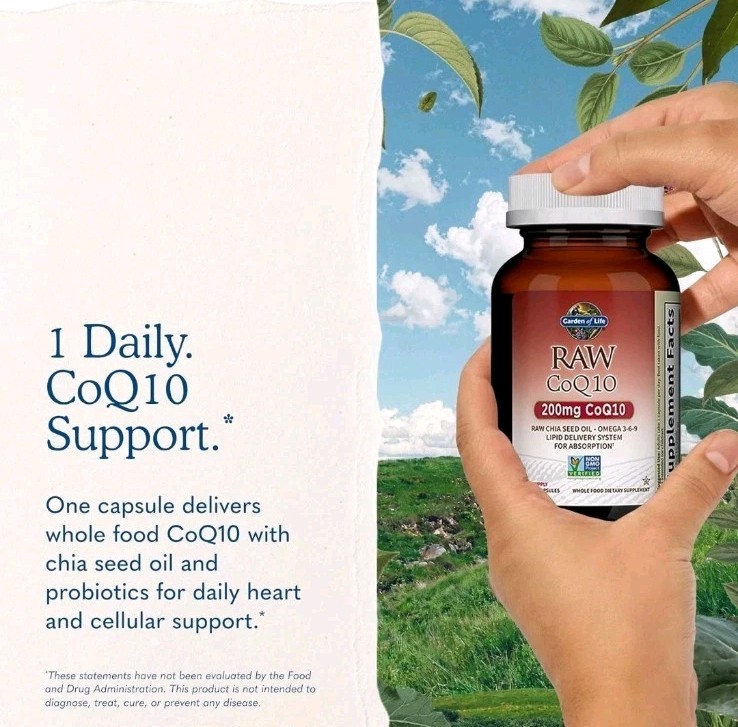 Garden of Life RAW CoQ10, 200mg, 60 Vegan Capsules, Exp. 08/26